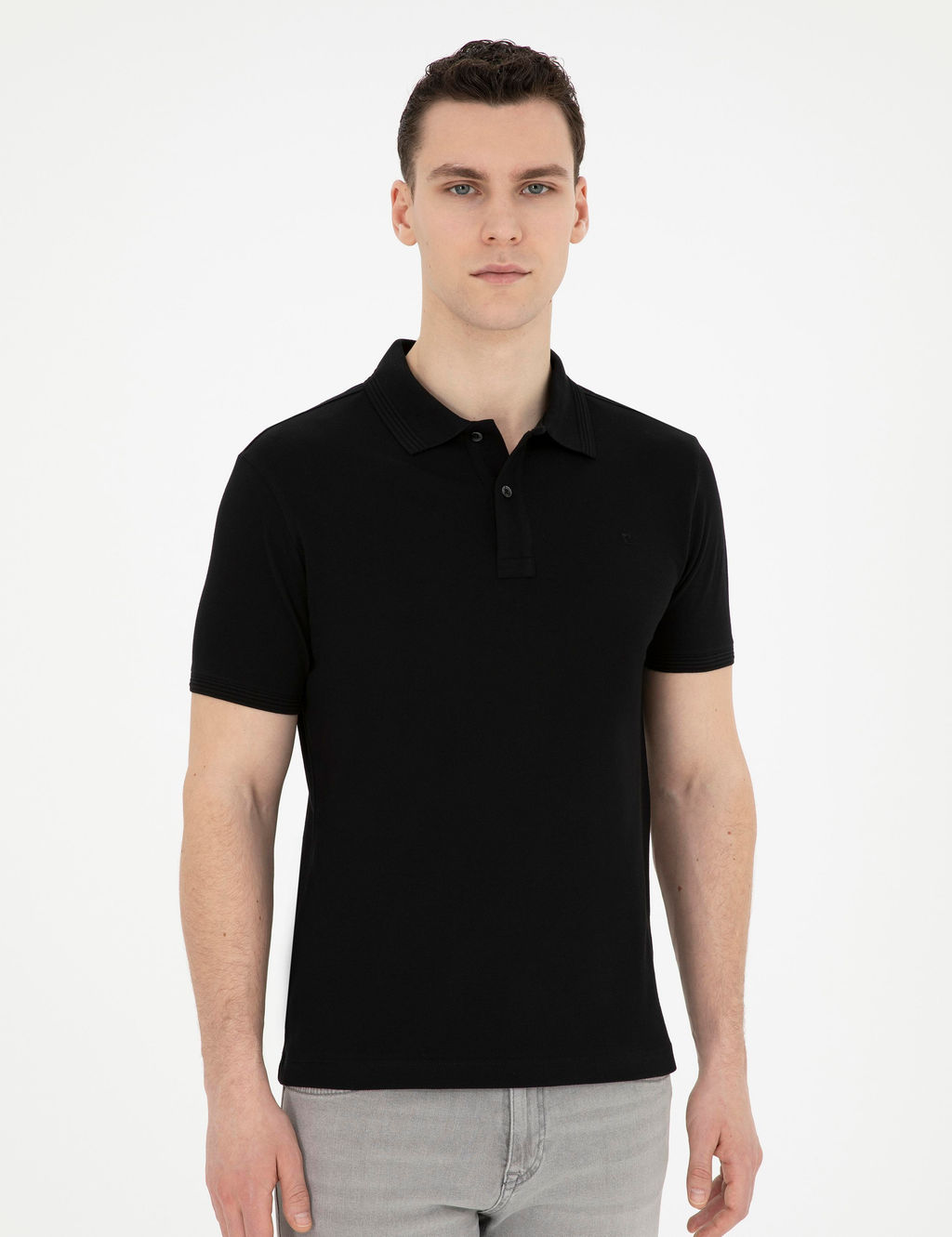 Siyah Slim Fit Basic Ti__rt