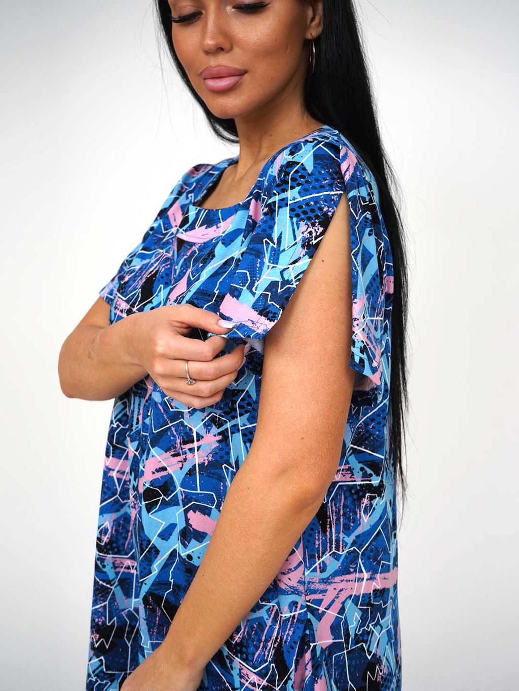 Платье женское, цвет голубой синий розовый