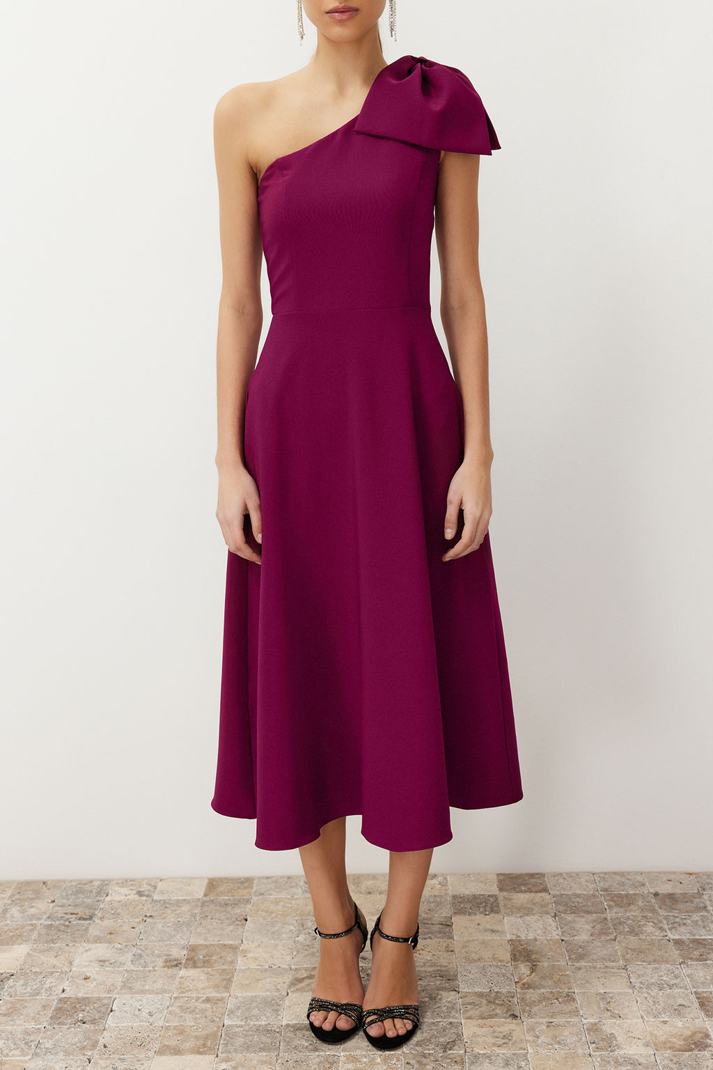 TRENDYOLMILLA Siyah A-Kesim Fiyonk Detayl? Dokuma S?k Abiye Elbise TPRSS24EL00105  фото 19