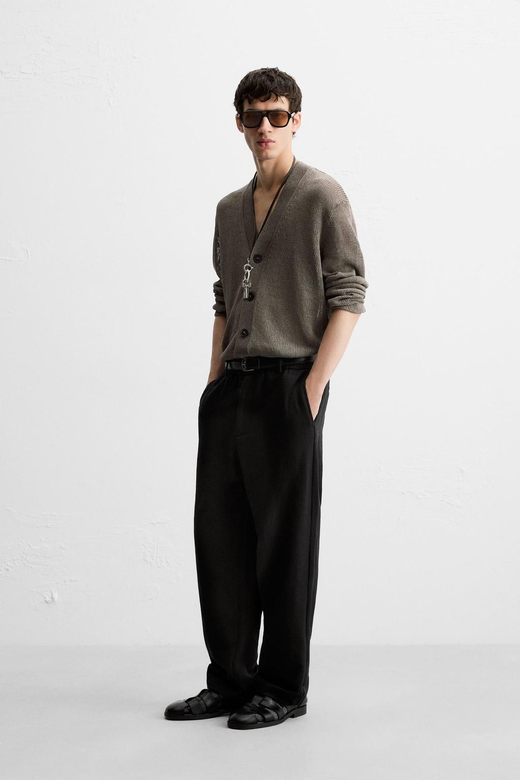 TEXTURED REGULAR FIT TROUSERS - Zara фото 14