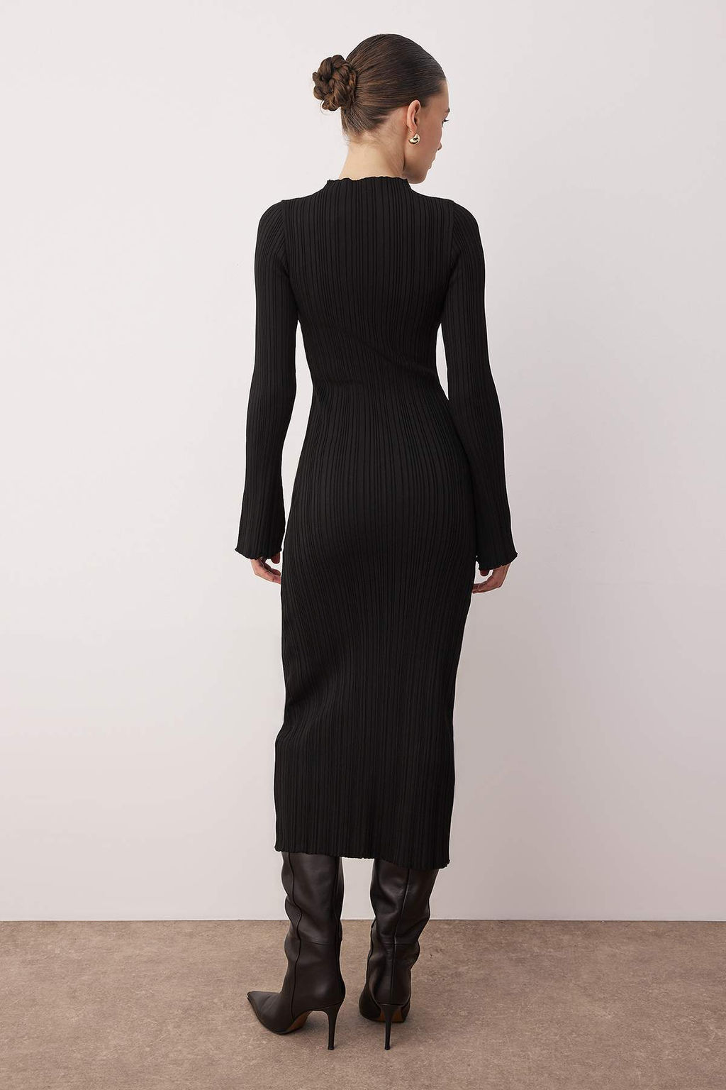 Murdum Premium/Ozel Iplik Bodycone Midi Dik Yaka A-Line Triko Uzun Elbise TWOAW26EL00056 - Trendyolmilla фото 8