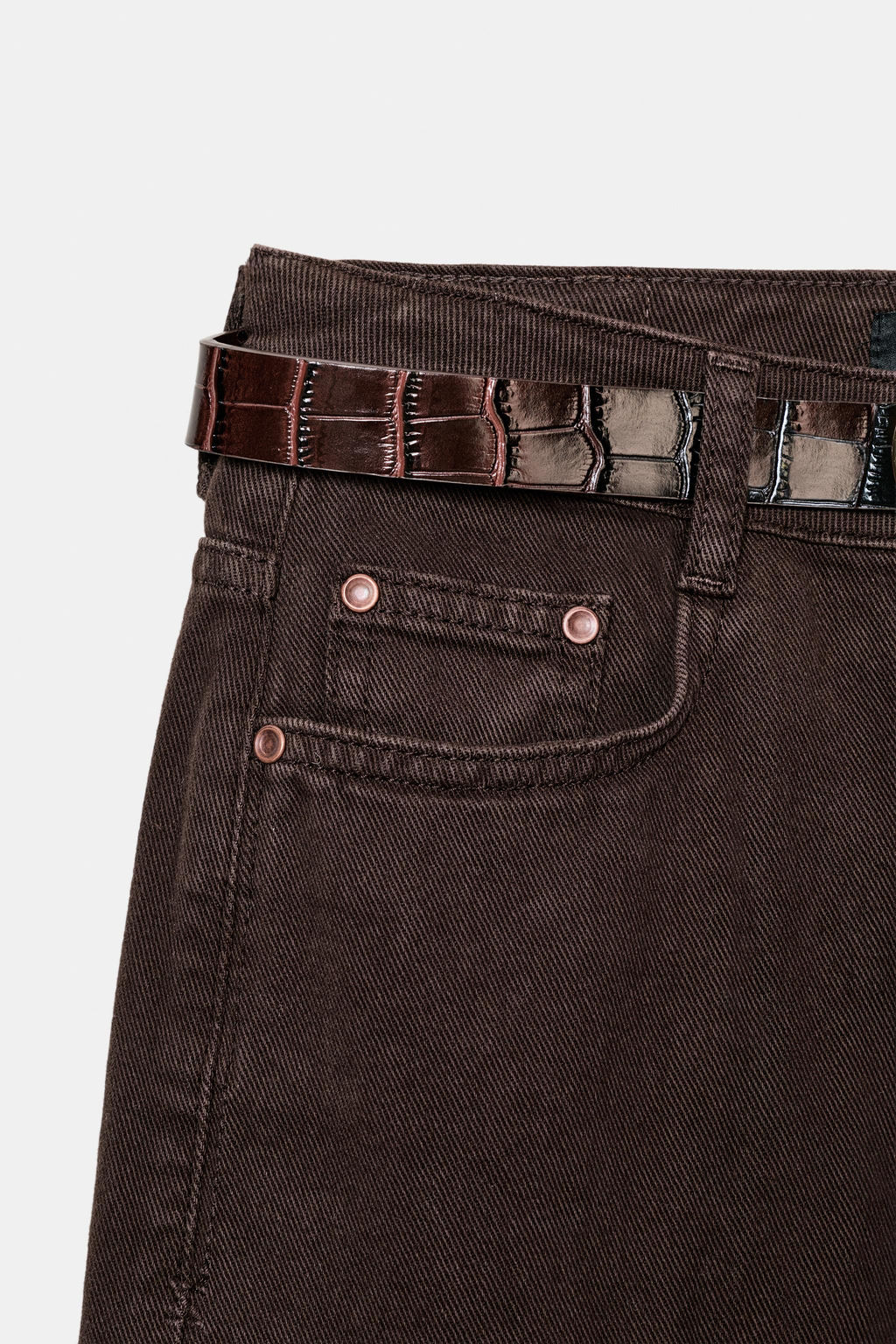 JEANS Z1975 WIDE LEG CINTUR?N / Marr?n - Zara фото 8