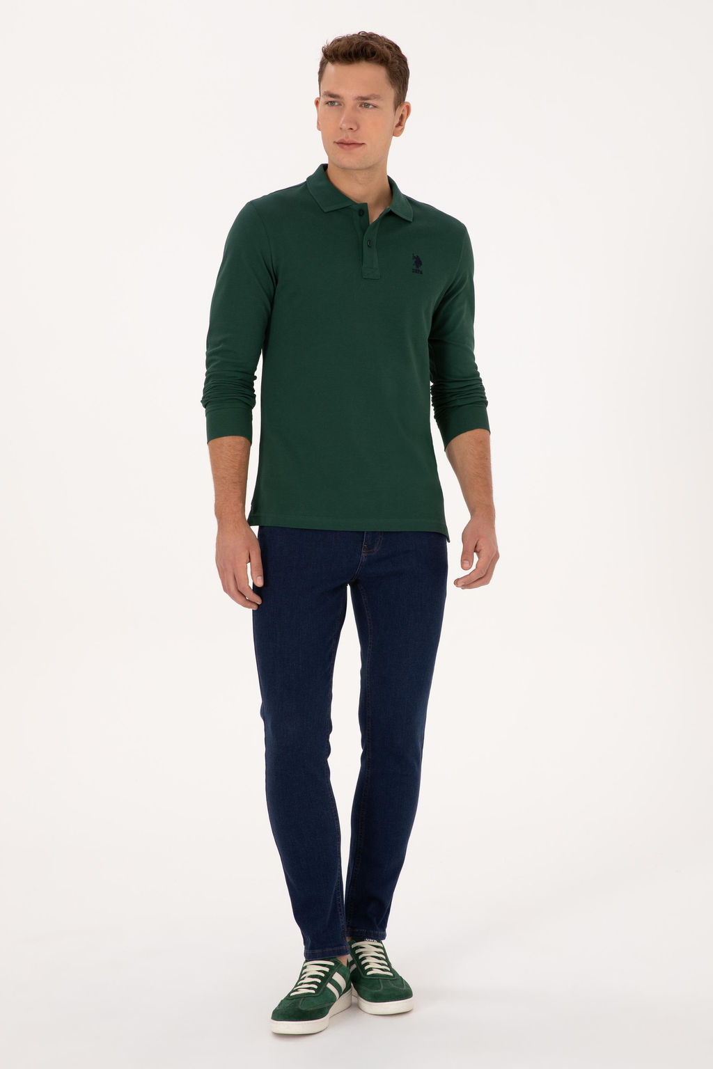 Erkek Koyu Ye_il Basic Sweatshirt