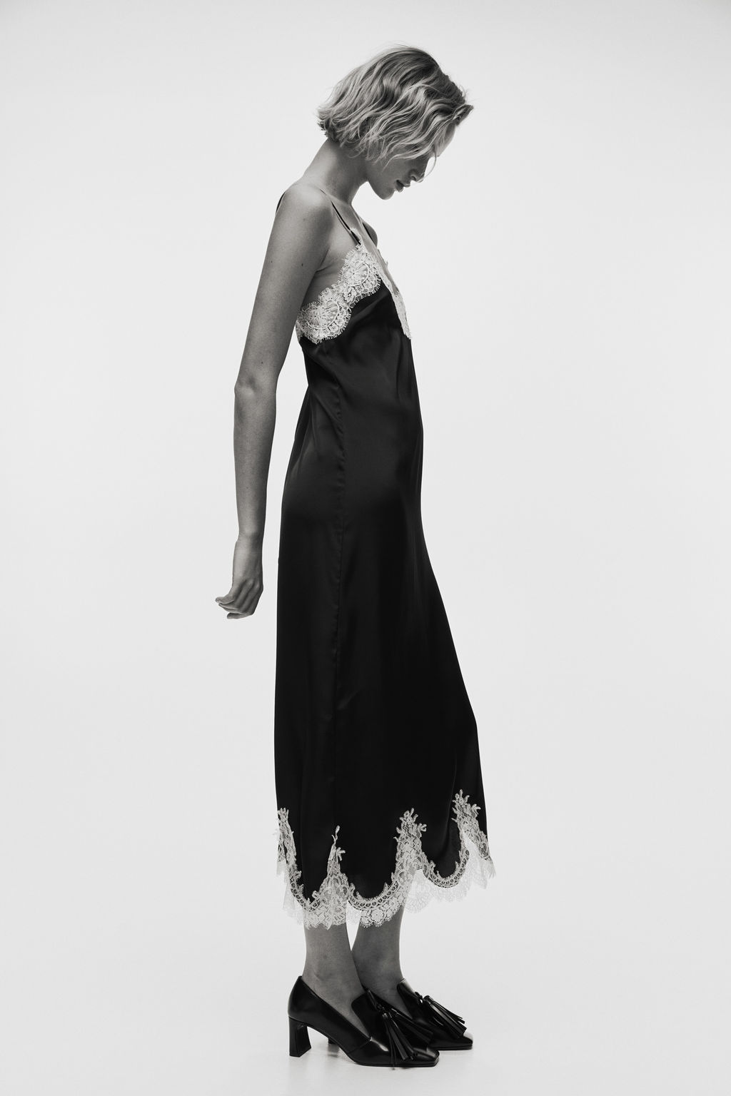 Vestido lencero con ribete de encaje - H&m фото 2