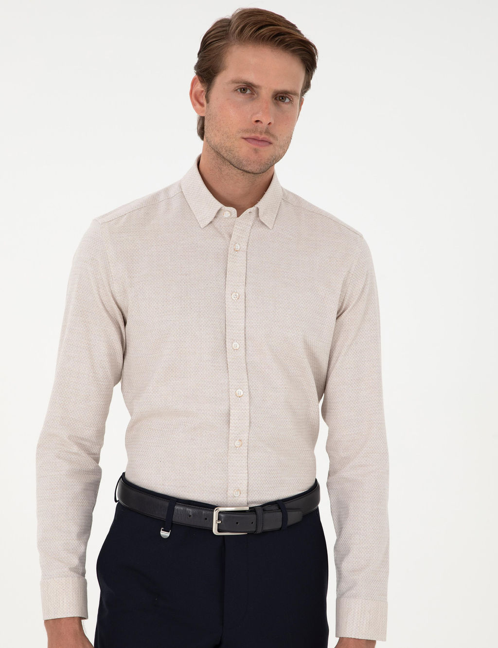Bej Slim Fit Uzun Kollu G_mlek - Pierre cardin фото 3