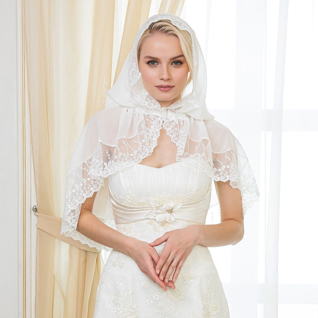 Ниспадающий платок для венчания "Прохладное утро"