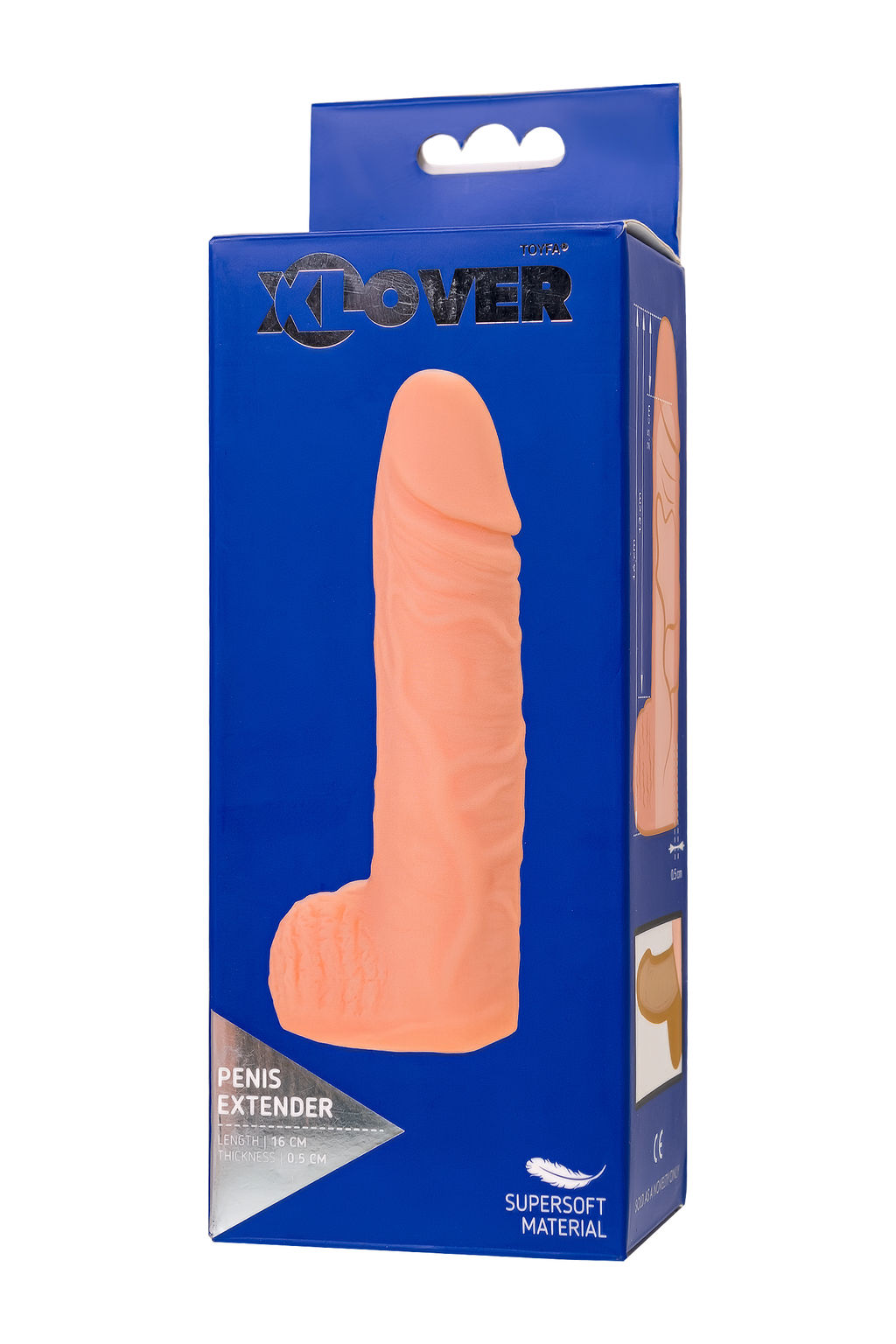 Насадка на пенис XLover by TOYFA для увеличения размера, с мошонкой, TPE, телесный, 16 см