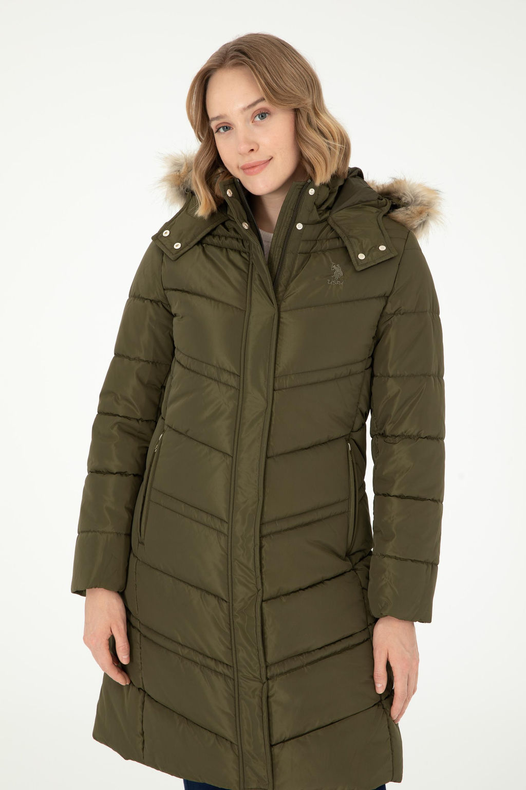 Женское пальто цвета хаки Неожиданная скидка в корзине - U.s. polo assn фото 3