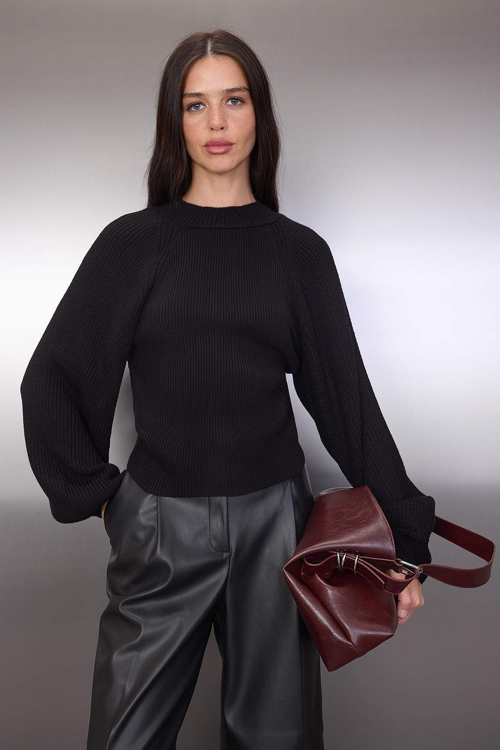 Wardrobe Essentials Antrasit Fitted/Vucuda Oturan Fitilli Triko Kazak | TWOAW26KZ00083 - Trendyolmilla фото 13