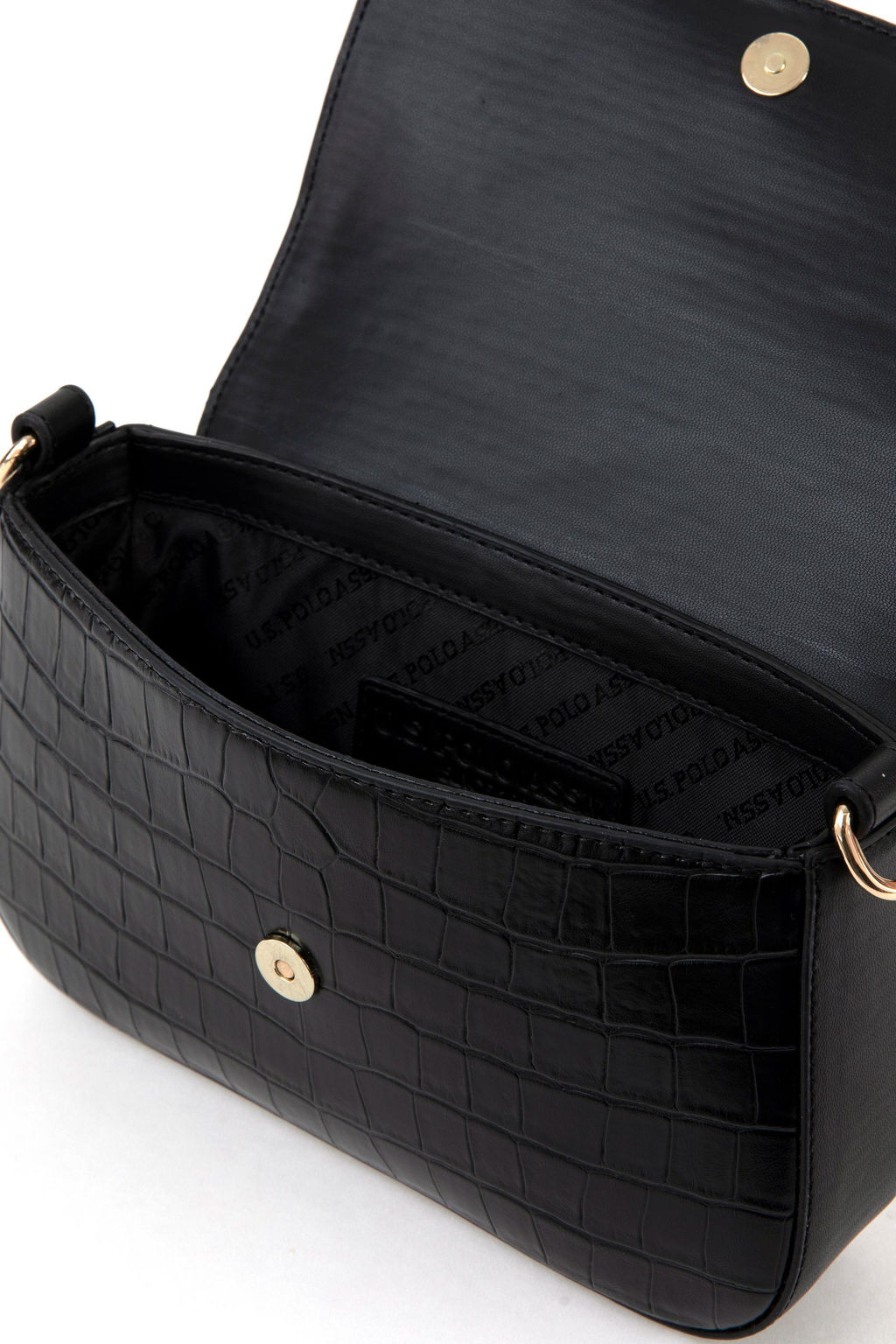 Женская черная сумка через плечо из крокодиловой кожи - U.s. polo assn фото 7