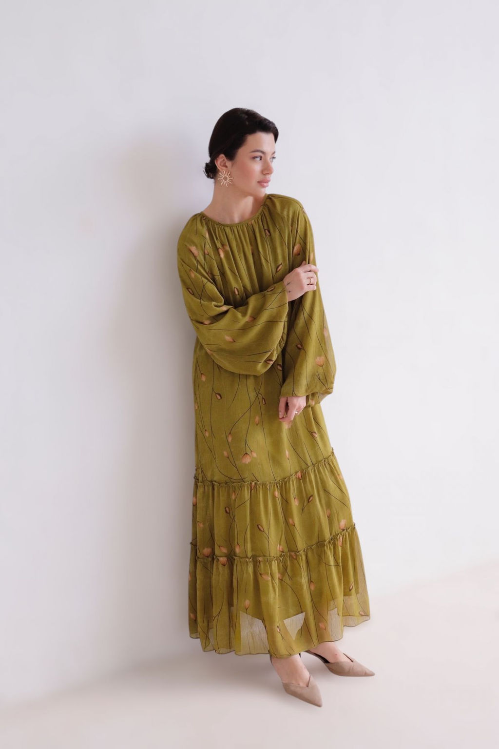 Martichelli Платье хаки с цветочным принтом  фото 13