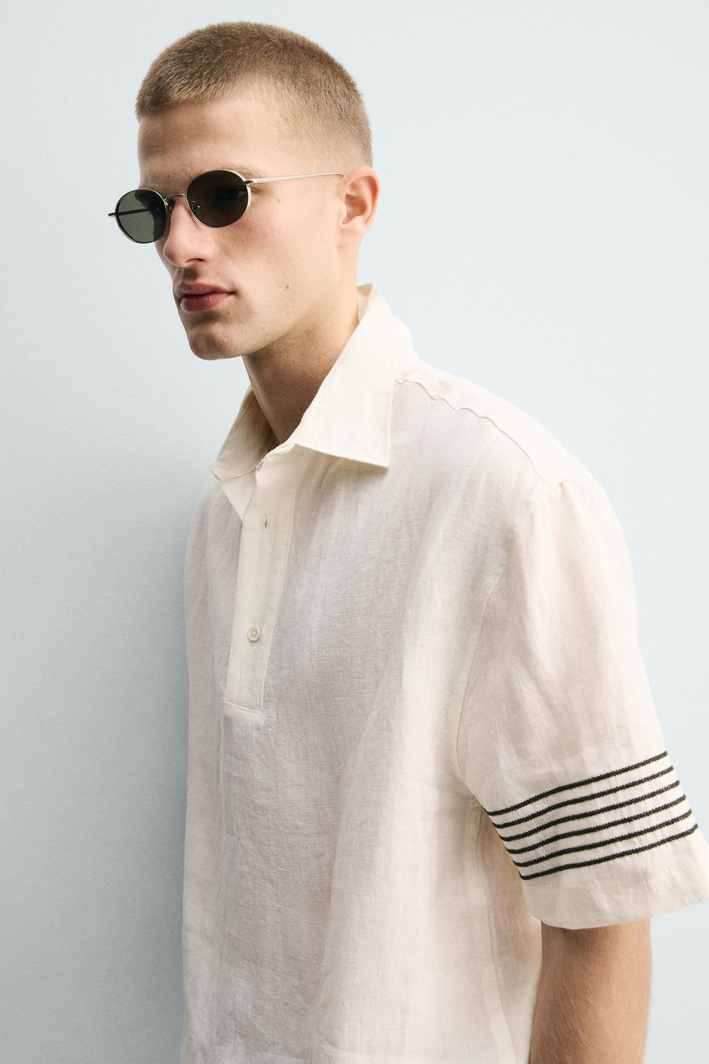 CAMISA POLO 100% LINO / Crudo