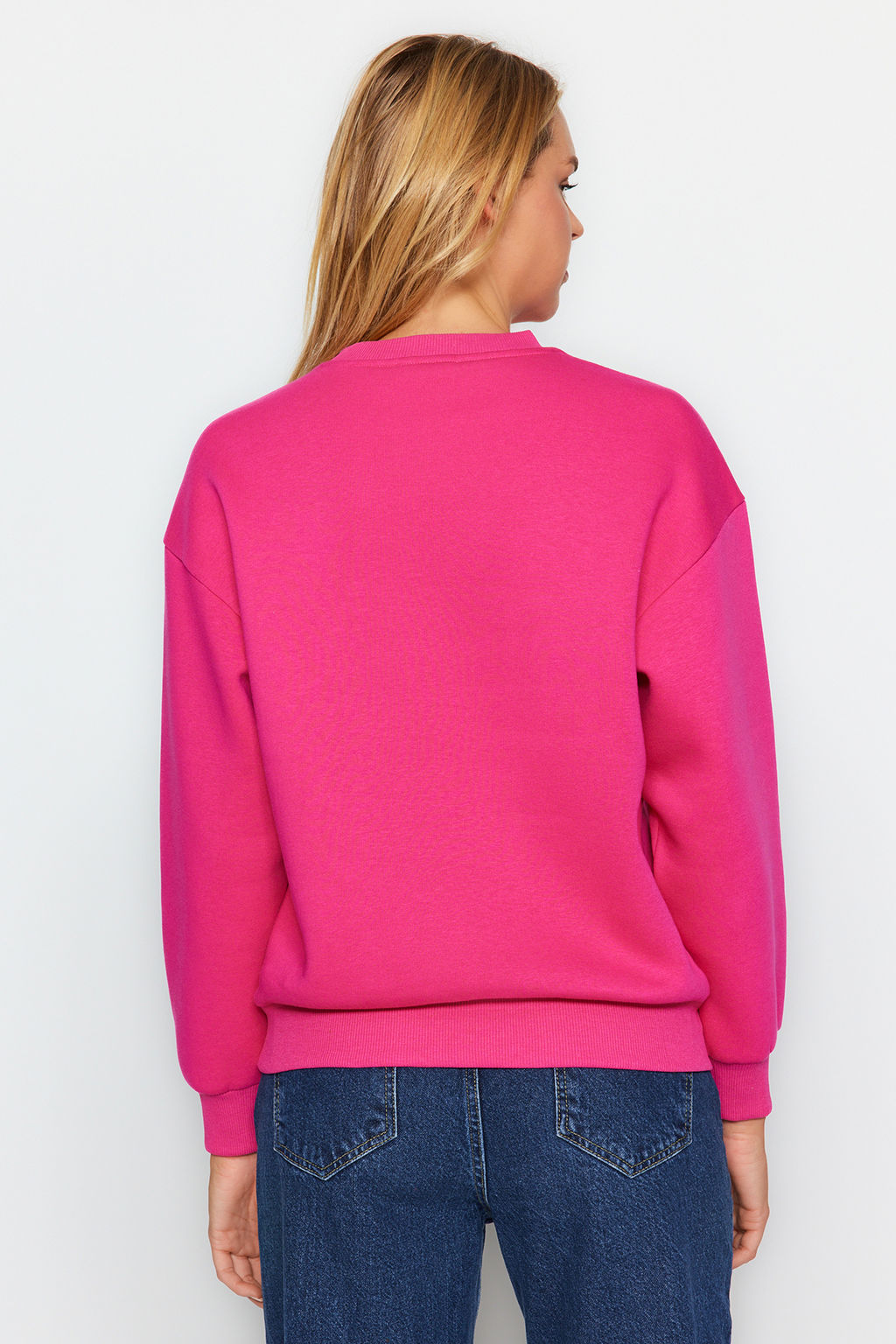 Fusya Kal?n Ici Polarl? Regular/Normal Kal?p Bisiklet Yaka Basic Orme Sweatshirt TWOAW24SW00101
