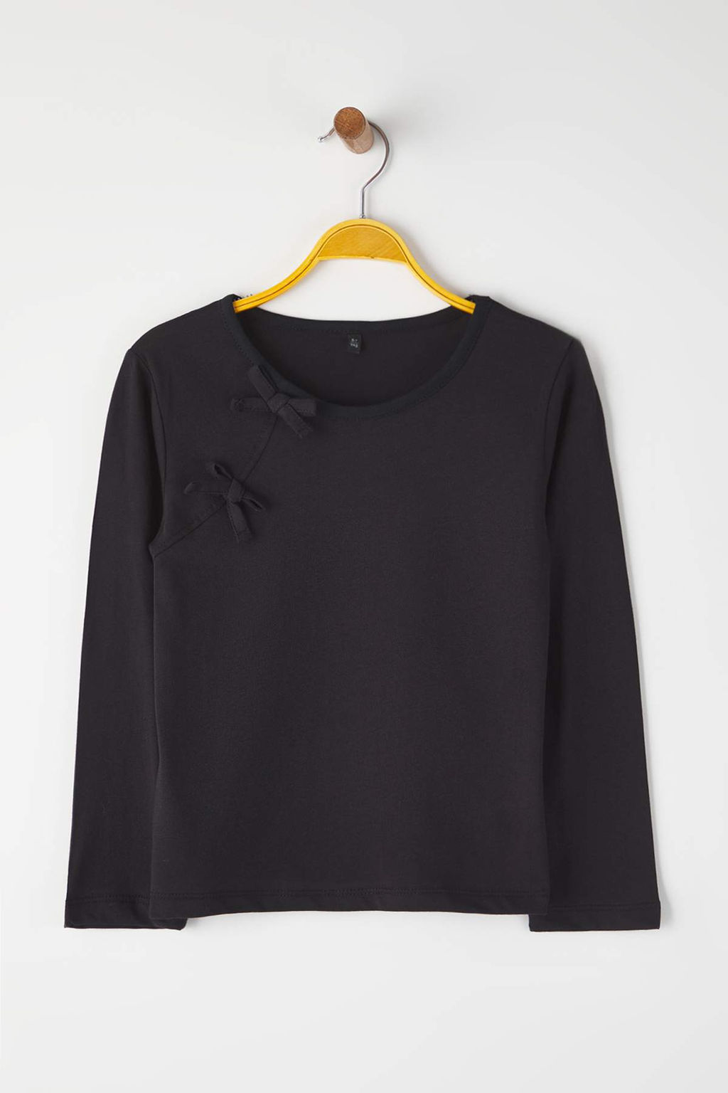 Siyah-Ekru 2li K?z Cocuk 100% Pamuk Duz Bisiklet Yaka Regular Orme T-Shirt TKDAW26TS00013 - Trendyolmilla фото 3