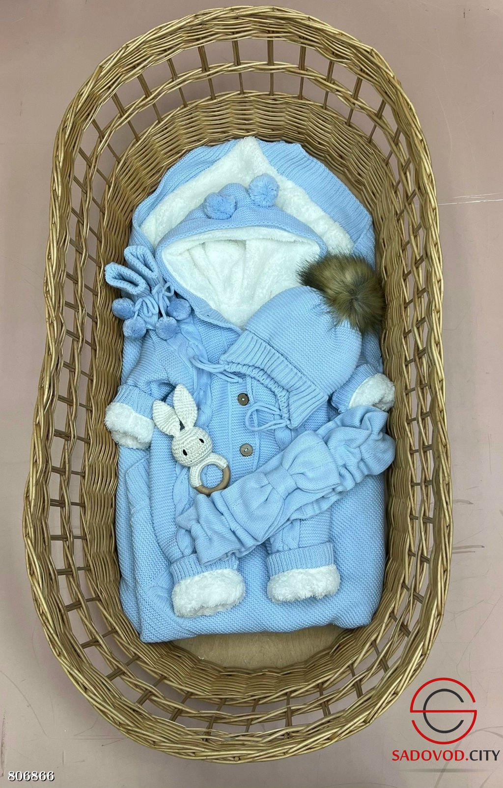 Вязаный зимний набор на меху