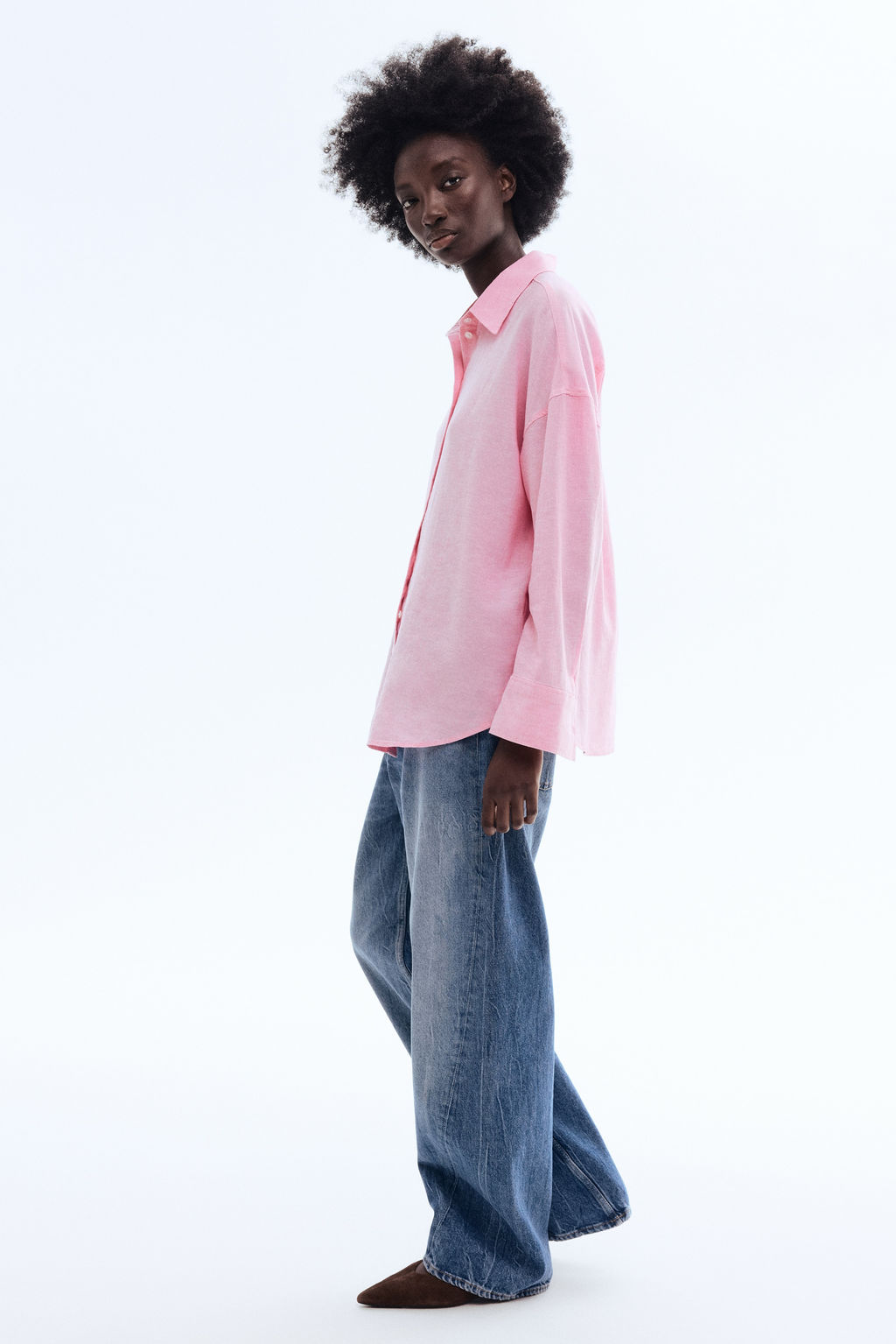Camisa oversize en mezcla de lino - H&m фото 6