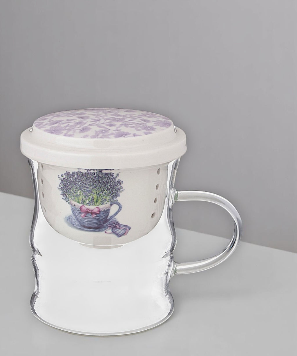 КРУЖКА СТЕКЛЯННАЯ С ФАРФОРОВЫМ СИТОМ 420 МЛ - Lefard фото 5