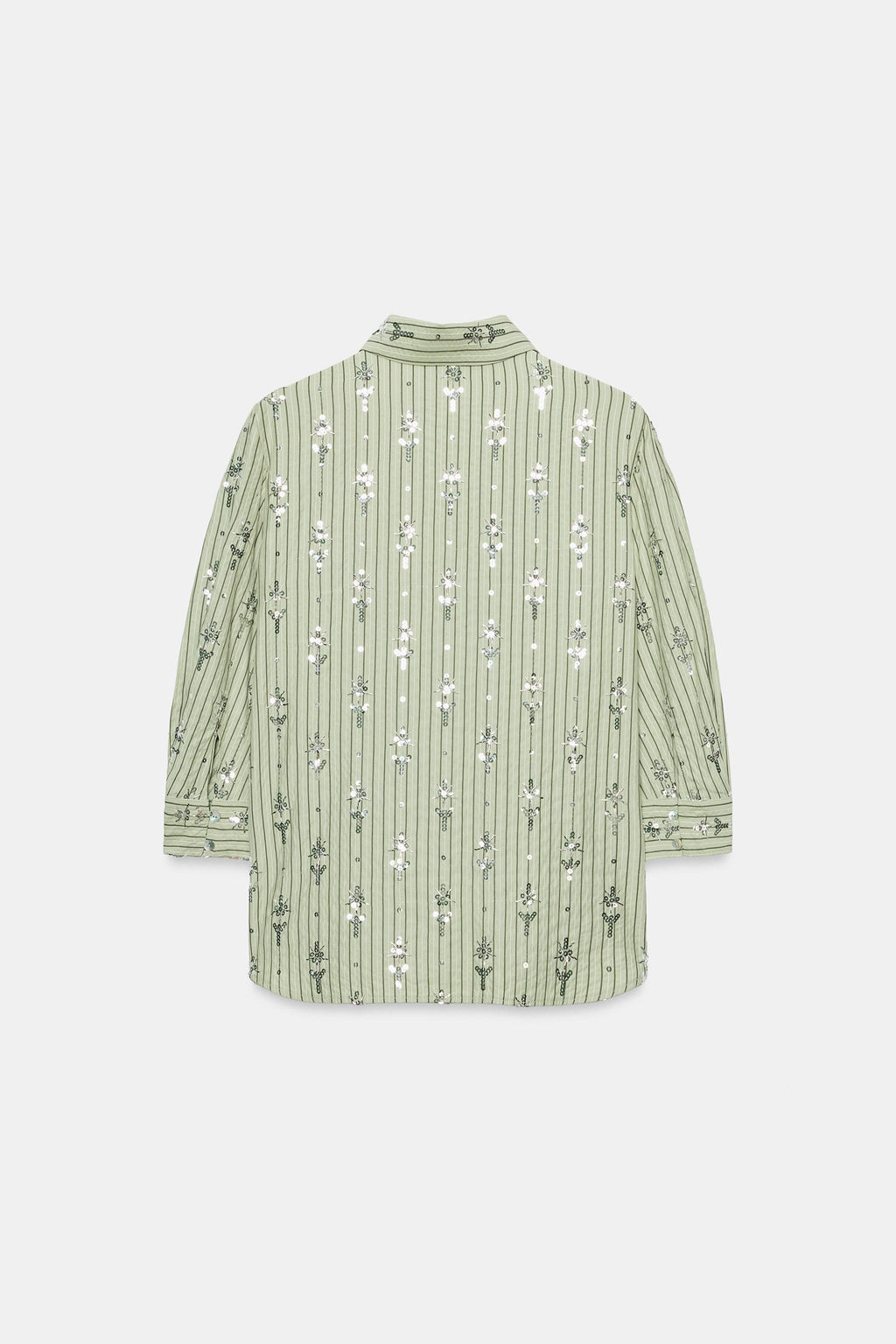 CAMISA RAYAS LENTEJUELAS / Verde medio - Zara фото 6