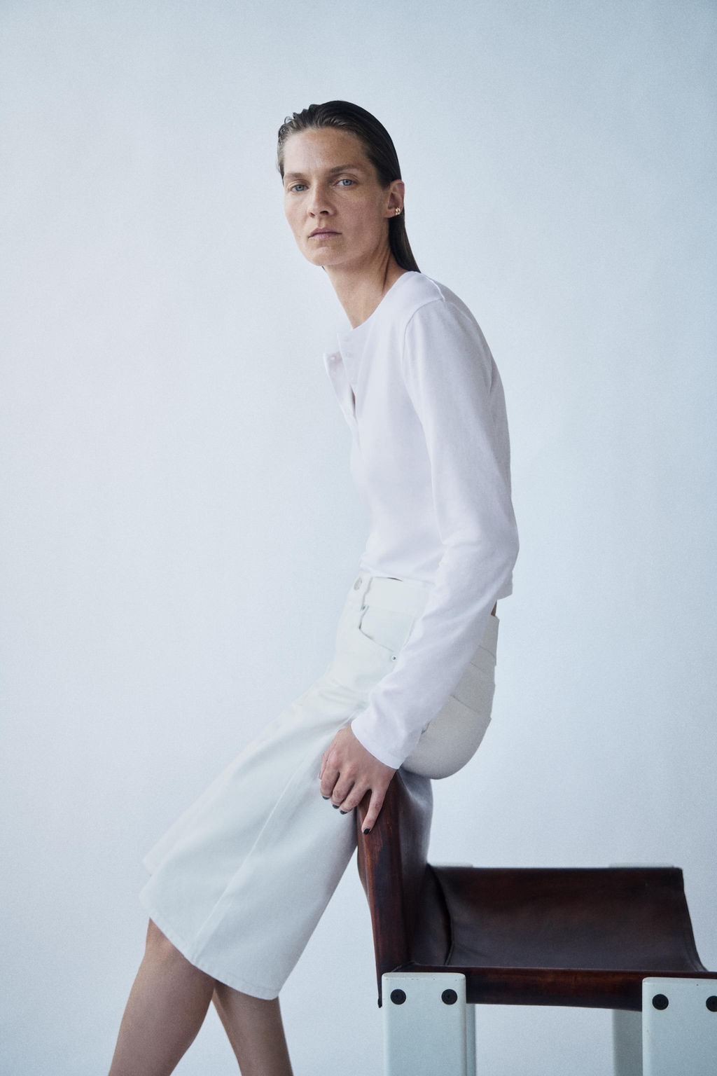 CAMISETA ALGOD?N 100% BOTONES / Blanco - Zara фото 3