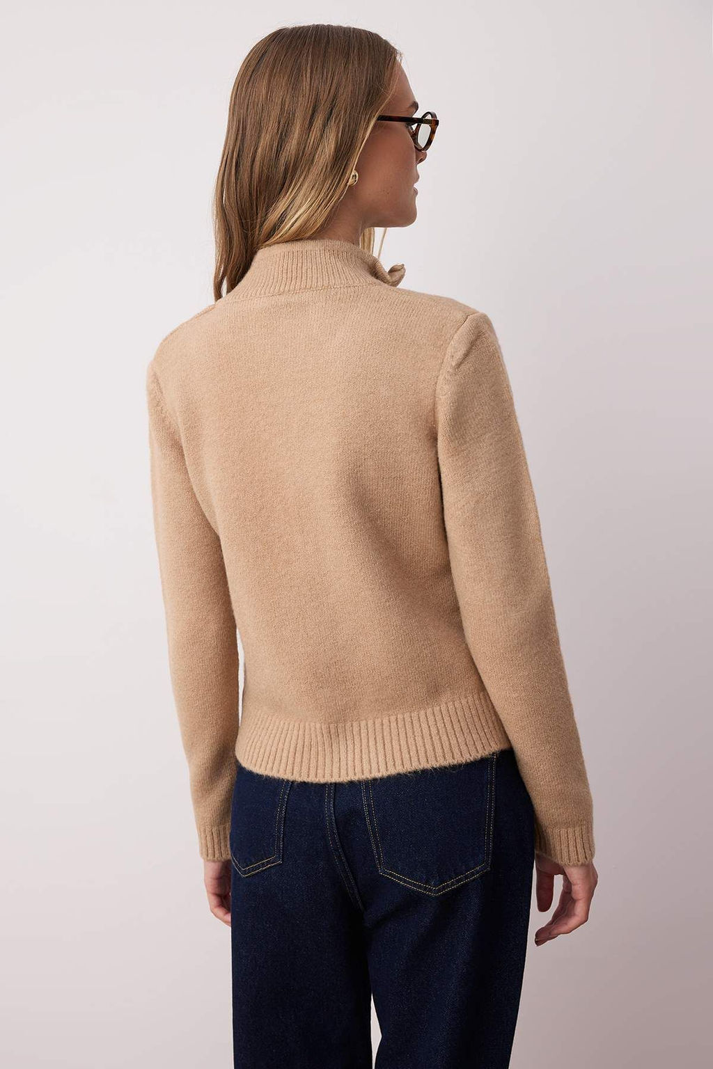 Vizon Fermuarl? Yun Kar?s?ml? Dik Yaka Yumusak Dokulu Triko H?rka TWOAW26HI00027