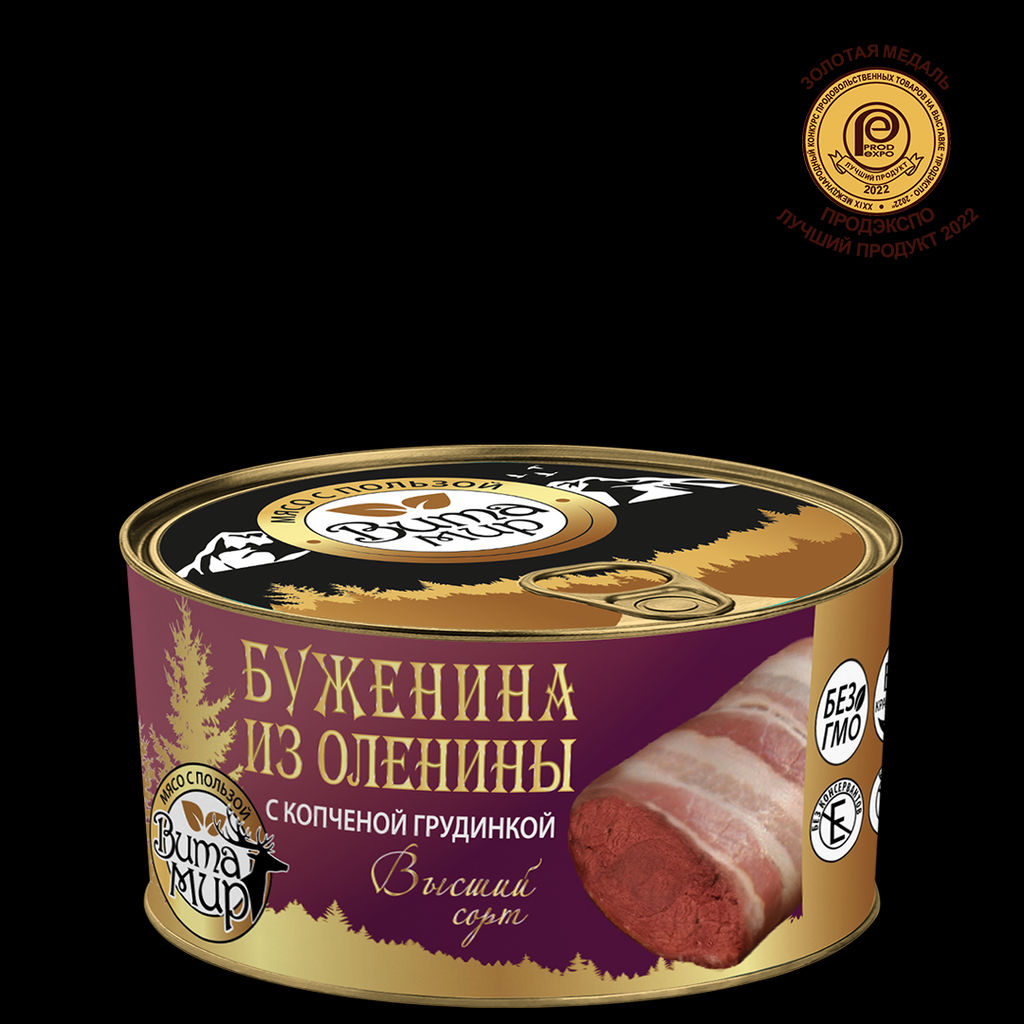 Буженина из оленины с копченой грудинкой высший сорт ВитаМир , 325г  фото 2