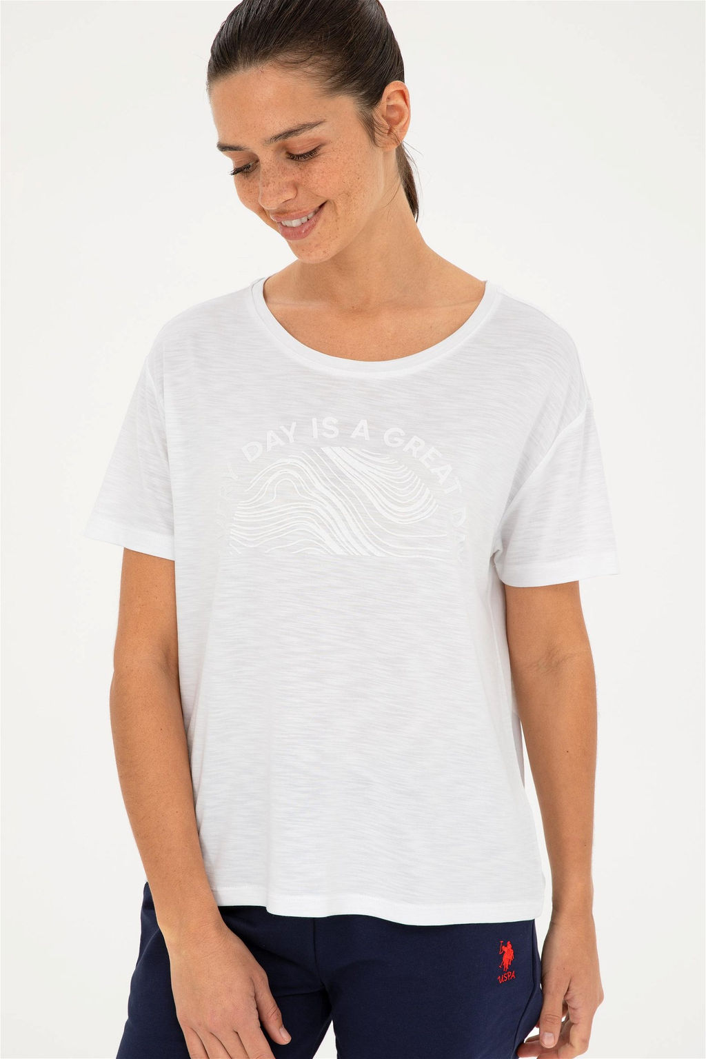 U. S. Polo Assn / Женская белая футболка с круглым вырезом - U.s. polo assn фото 3