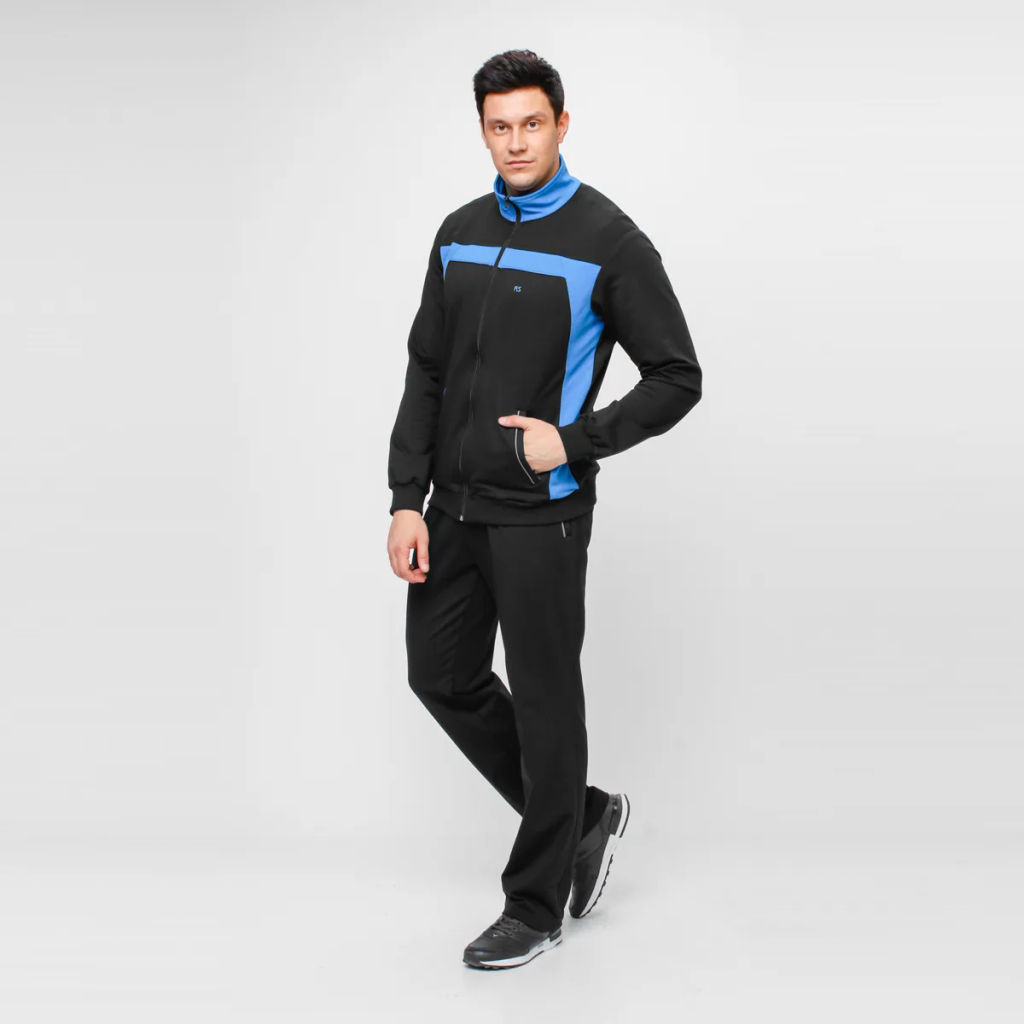 RODOS Спортивный костюм М-187 Чёрный/Голубой