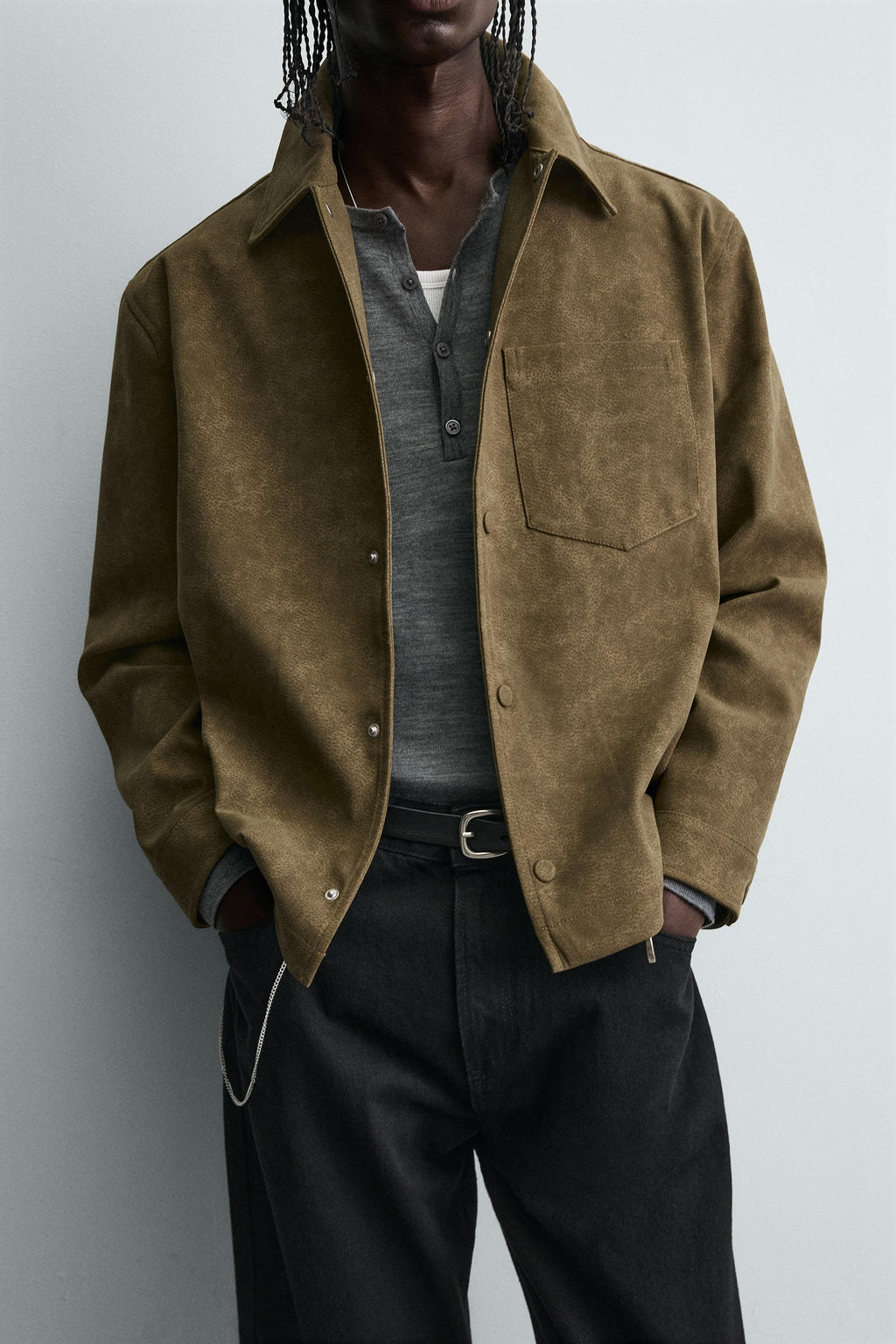 BOXY FIT FAUX SUEDE OVERSHIRT - Zara фото 5