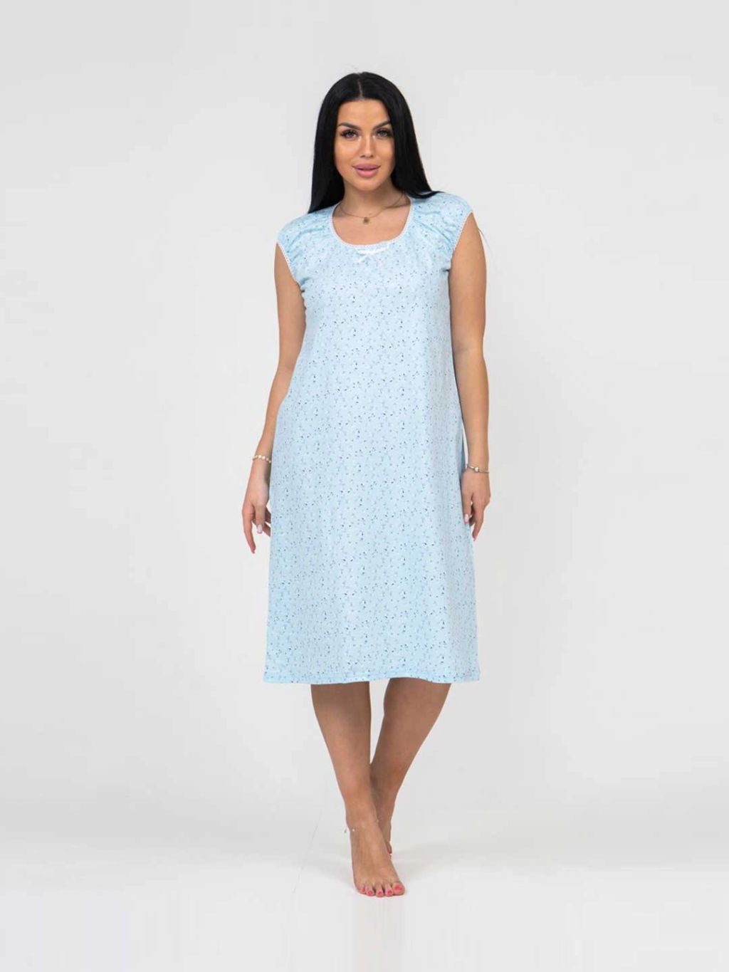 Ночная сорочка женская, цвет голубой белый