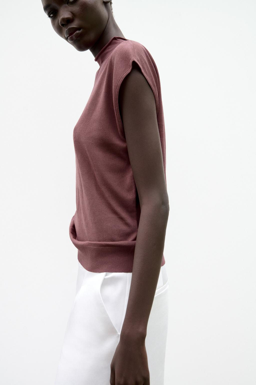 SLEEVELESS PLAIN KNIT TOP - Zara фото 4