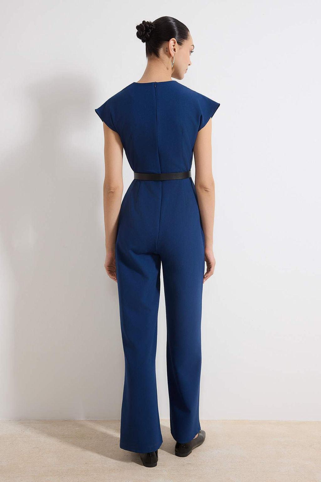 Petrol Kemerli Kruvaze Yaka Maxi Tulum Tulum TWOSS21TU0004