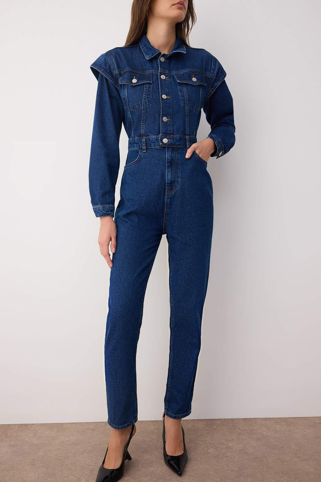 Trendyolmilla Limited Edition Indigo Dikis Detayl? Denim Tulum TWOAW22TU0040  фото 4