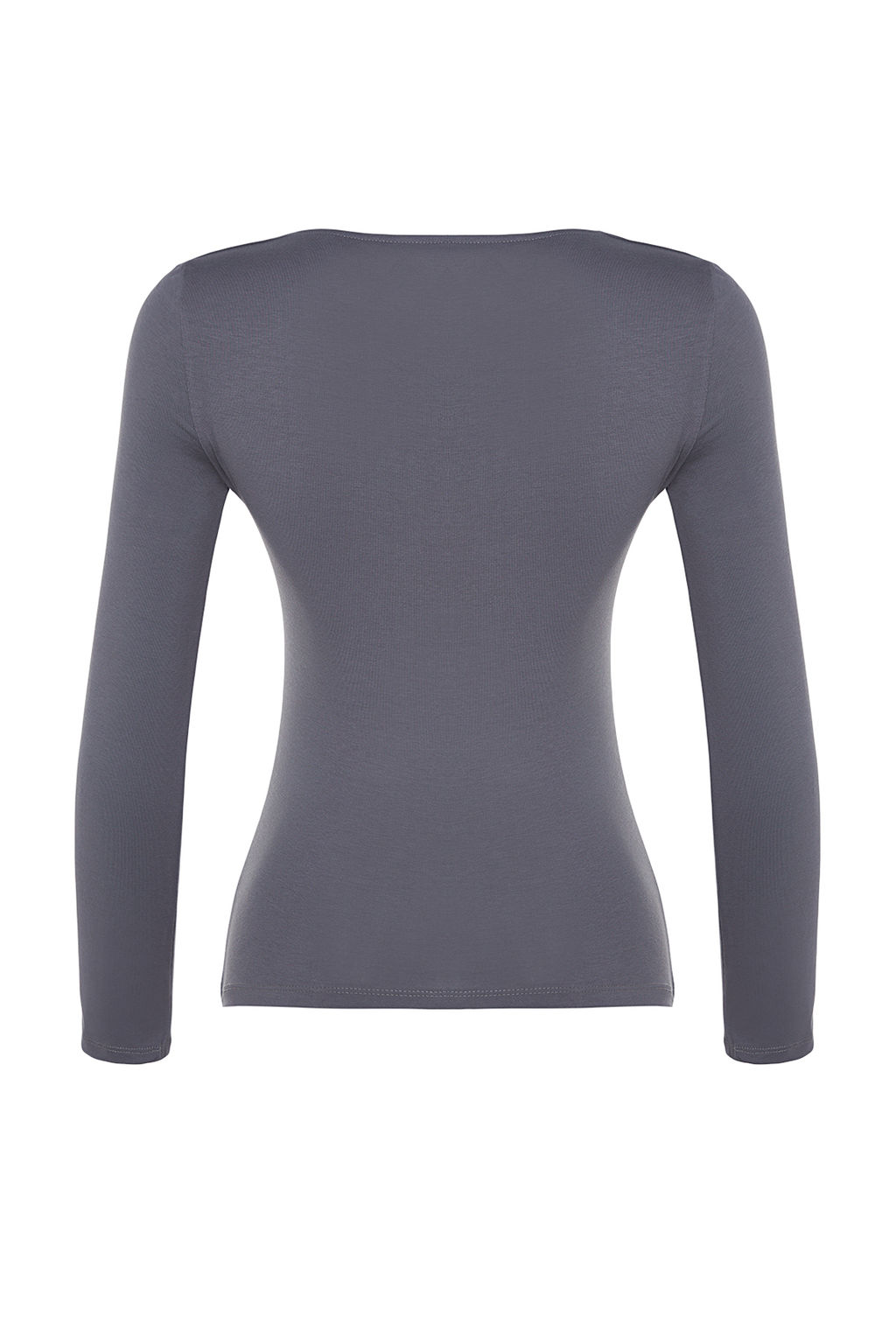 Antrasit Pamuklu Kare Yaka Regular Fit Orme Bluz TWOAW24BZ00016