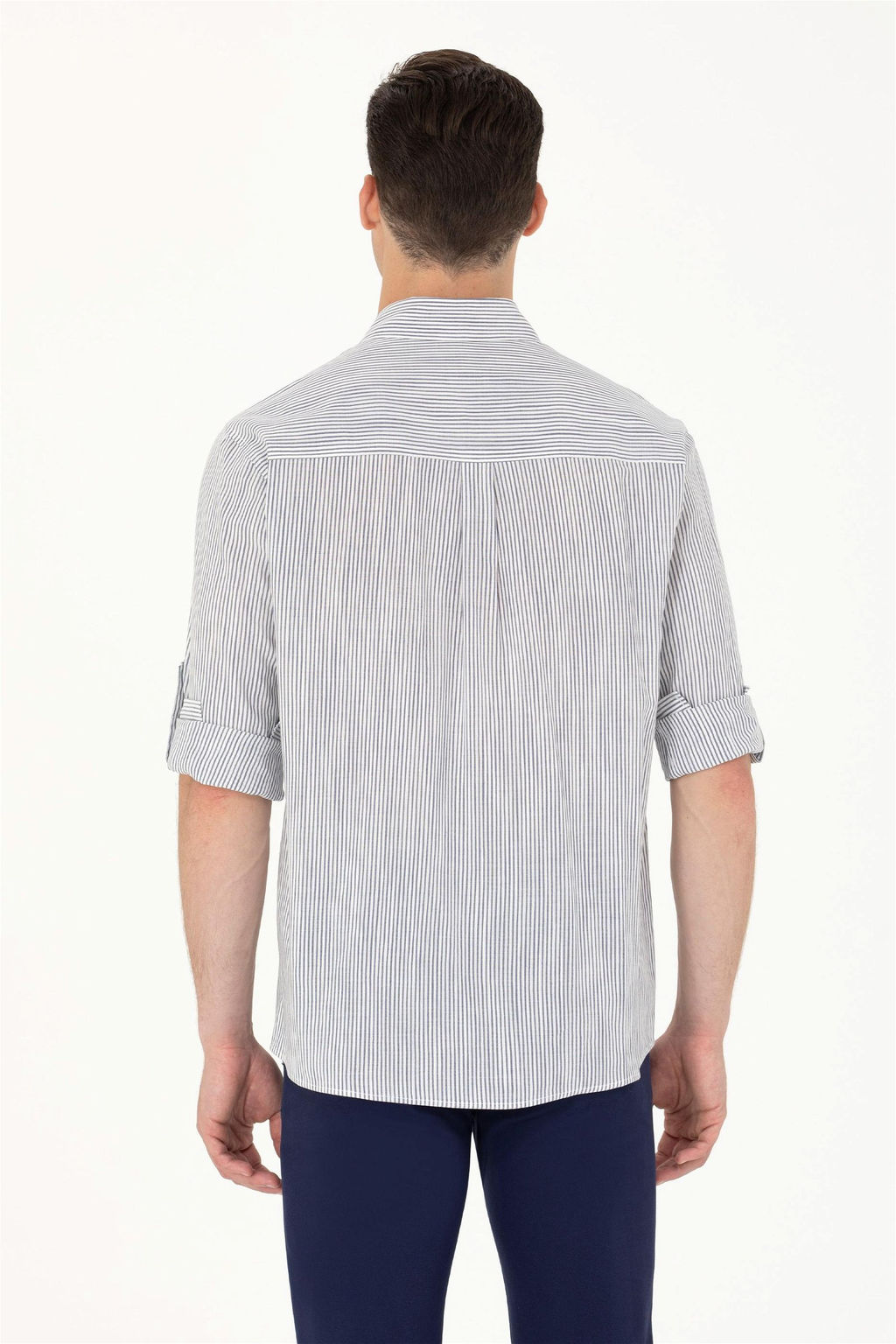 U. S. Polo Assn Мужская белая рубашка в темно-синюю полоску - U.s. polo assn фото 12