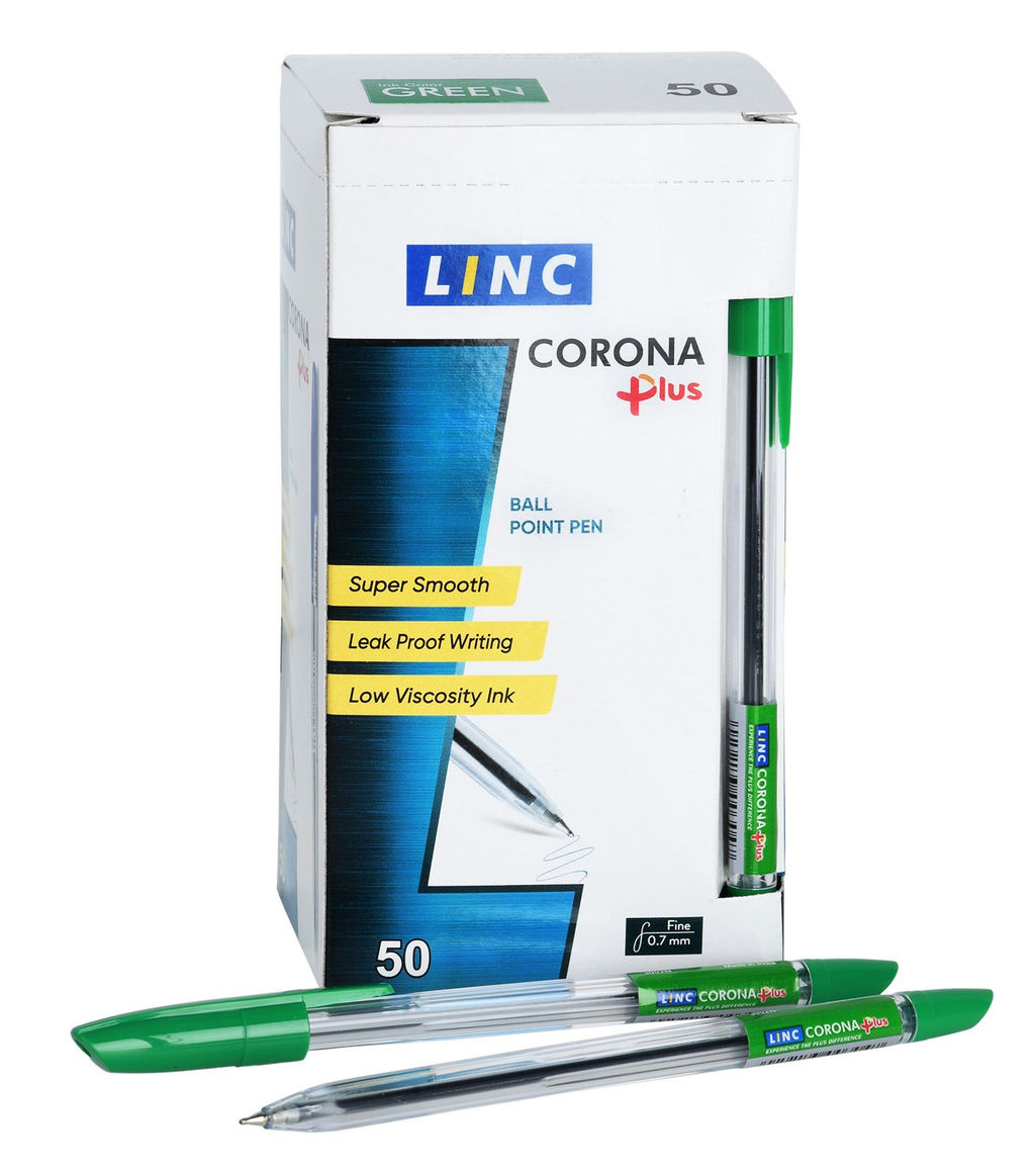 Цена за 5 шт.Ручка шариковая LINC Corona Plus 0,7 мм зеленая