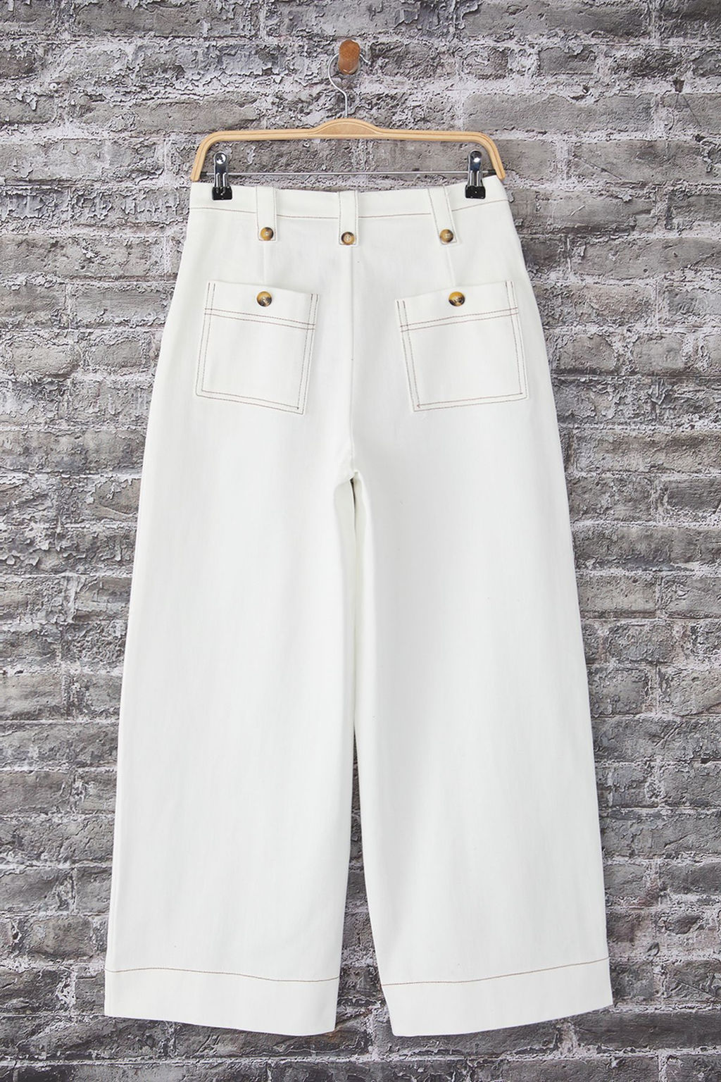 Trendyolmilla Beyaz Kal?n Gabardin %100 Pamuk Kumas Wide Leg Extra Genis Paca Pantolon TWOSS25PL00100  фото 7