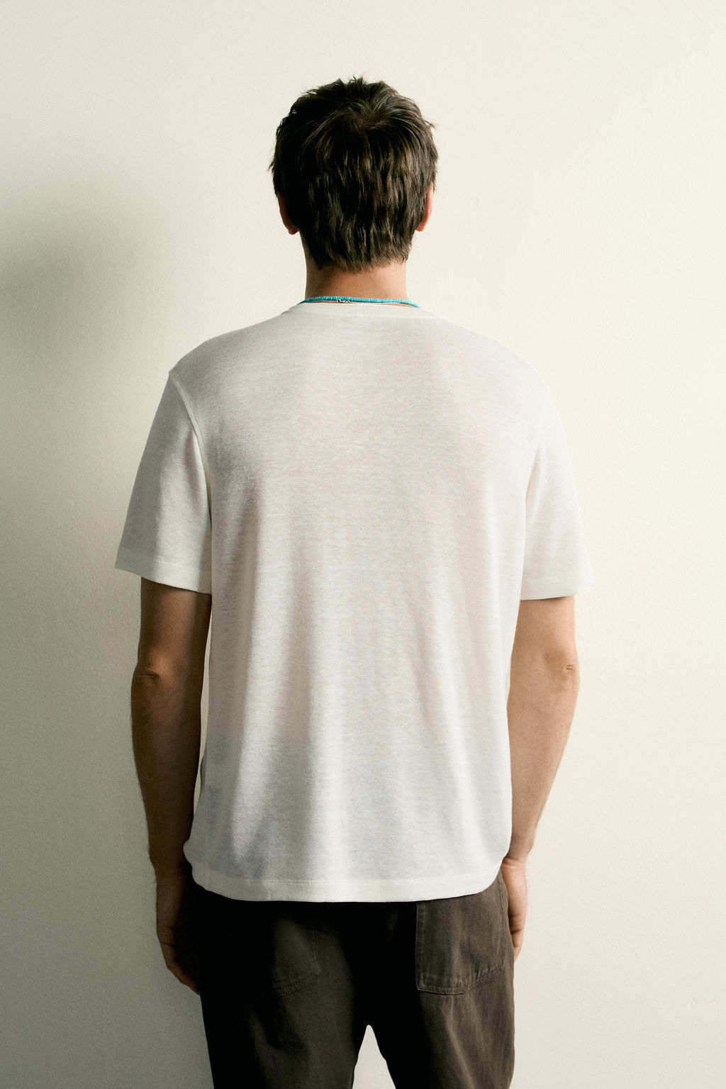 CAMISETA REGULAR FIT C??AMO - VISCOSA / Blanco roto - Zara фото 3