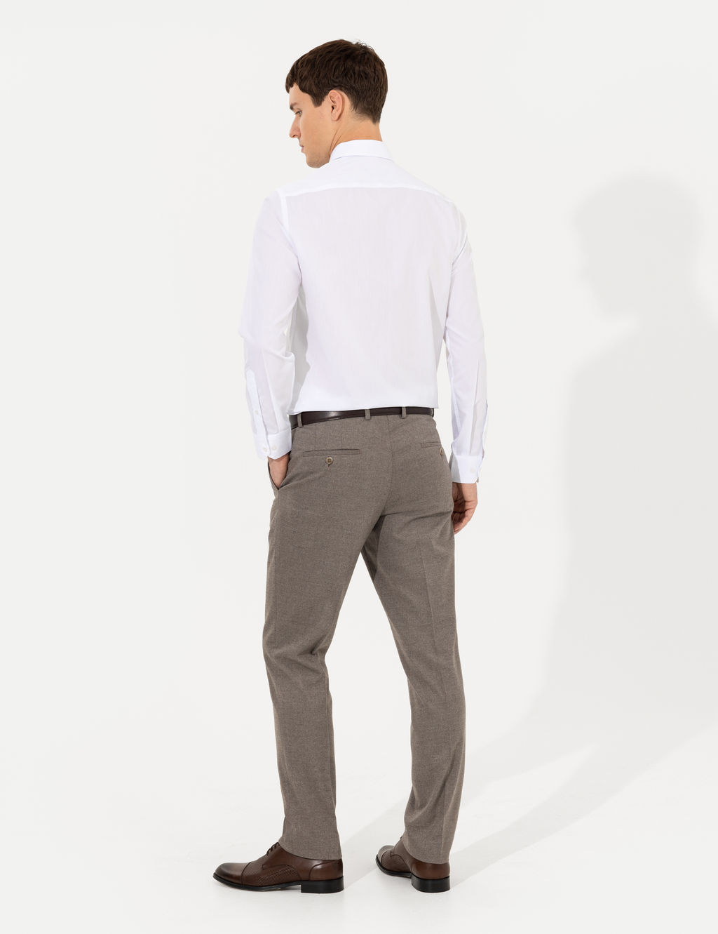 A__k Kahverengi Slim Fit Kuma_ Pantolon