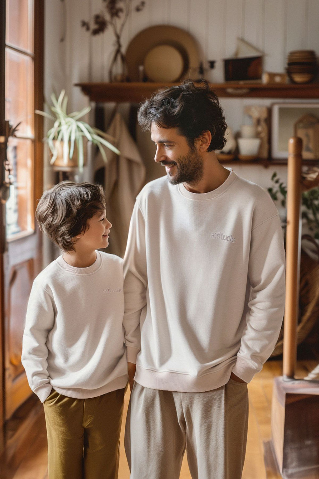 Petrol Erkek Cocuk Baba-Ogul Bask?l? Orme Mini Me Sweatshirt TKDAW25SW00101 - Trendyolmilla фото 4