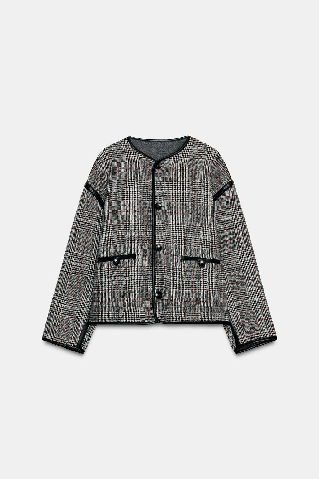 REVERSIBLE JACKET WITH FAUX LEATHER TRIMS