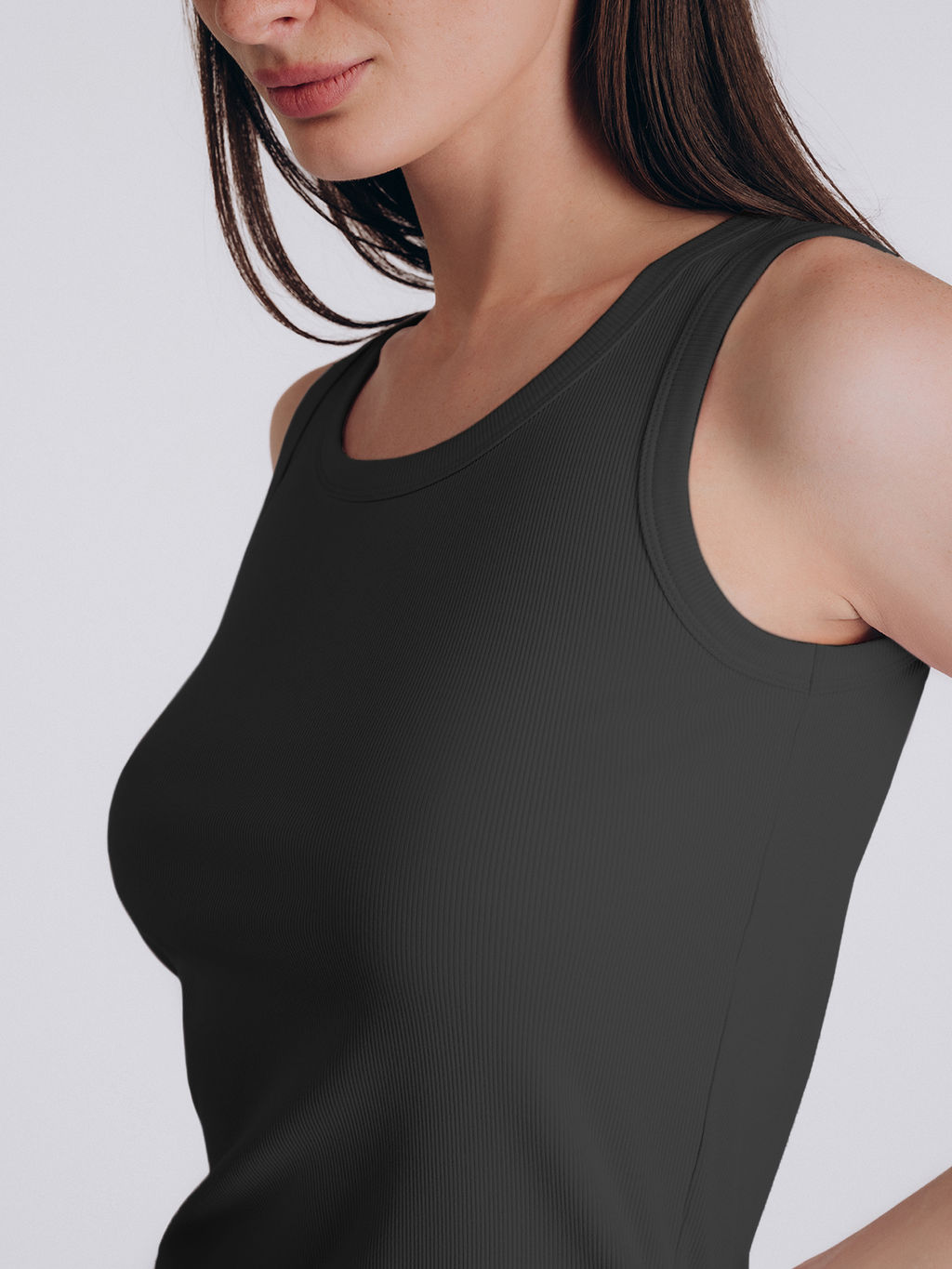 Майка женская Indefini черная хлопок с вискозой  фото 2