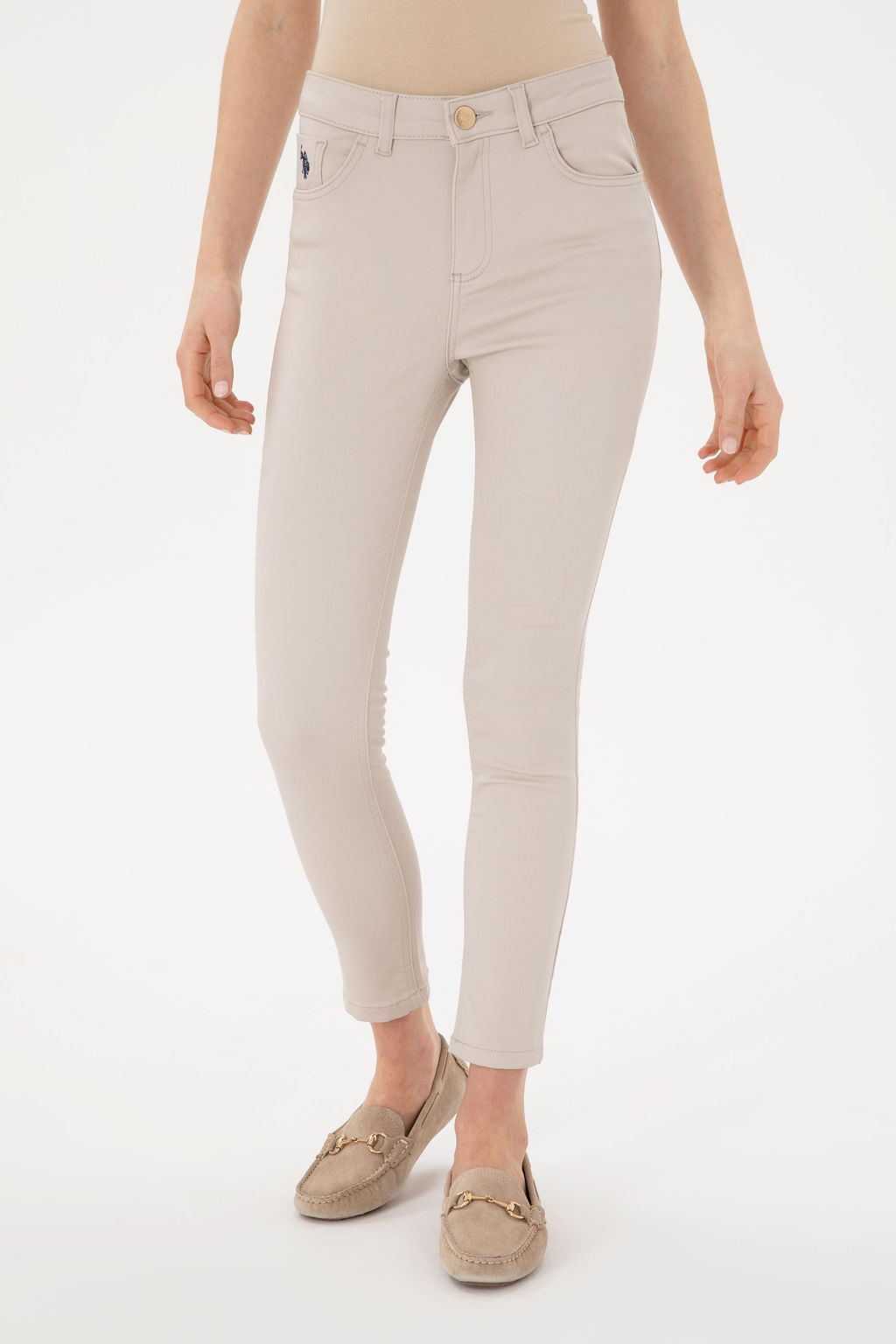 Kad_n Bej Toothpick Fit Kanvas Pantolon