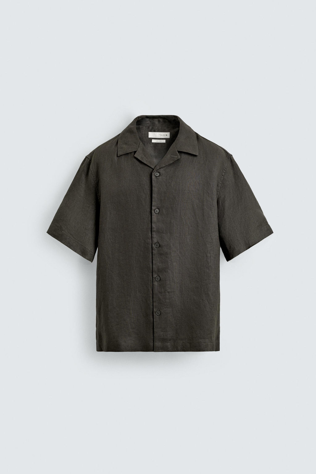 Рубашка CAMISA RELAXED FIT LINO льняная темно-зеленая