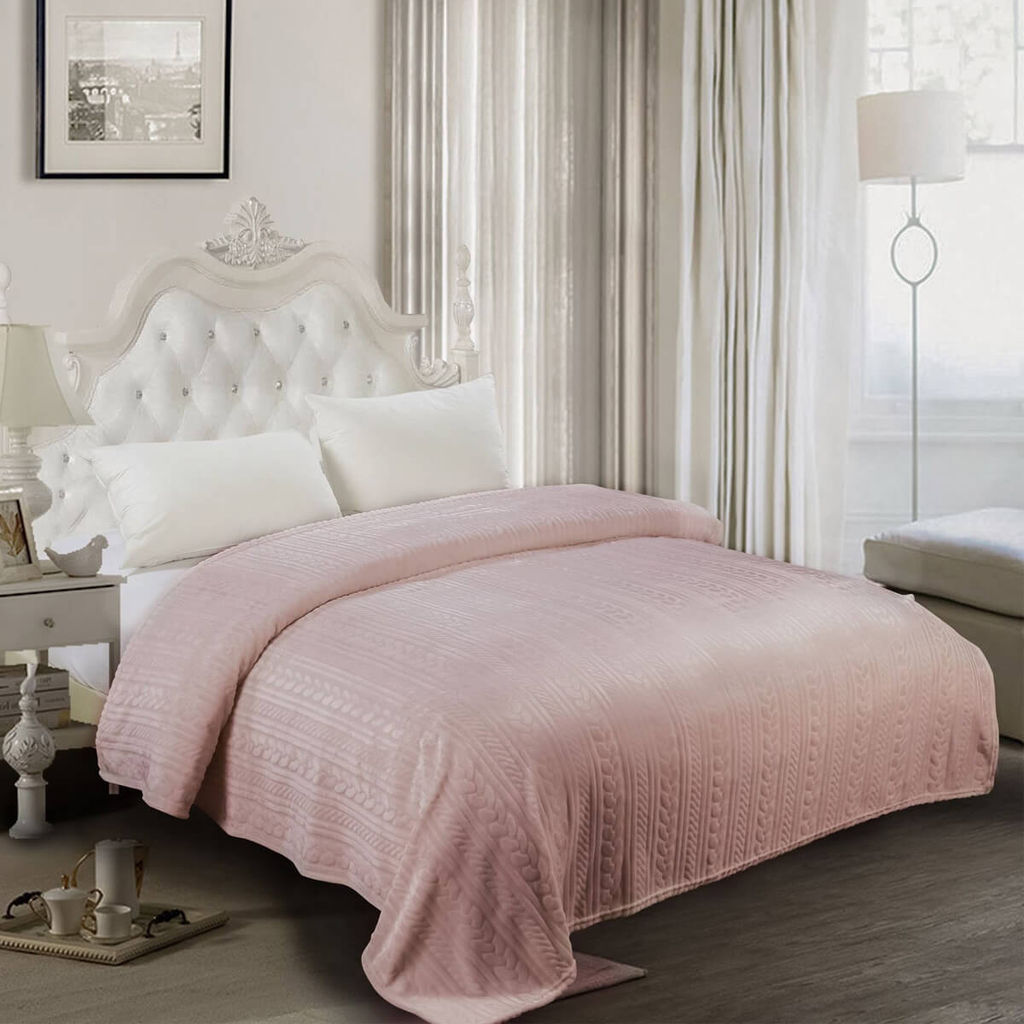 Плед Велсофт Косичка - Розовый 220х200