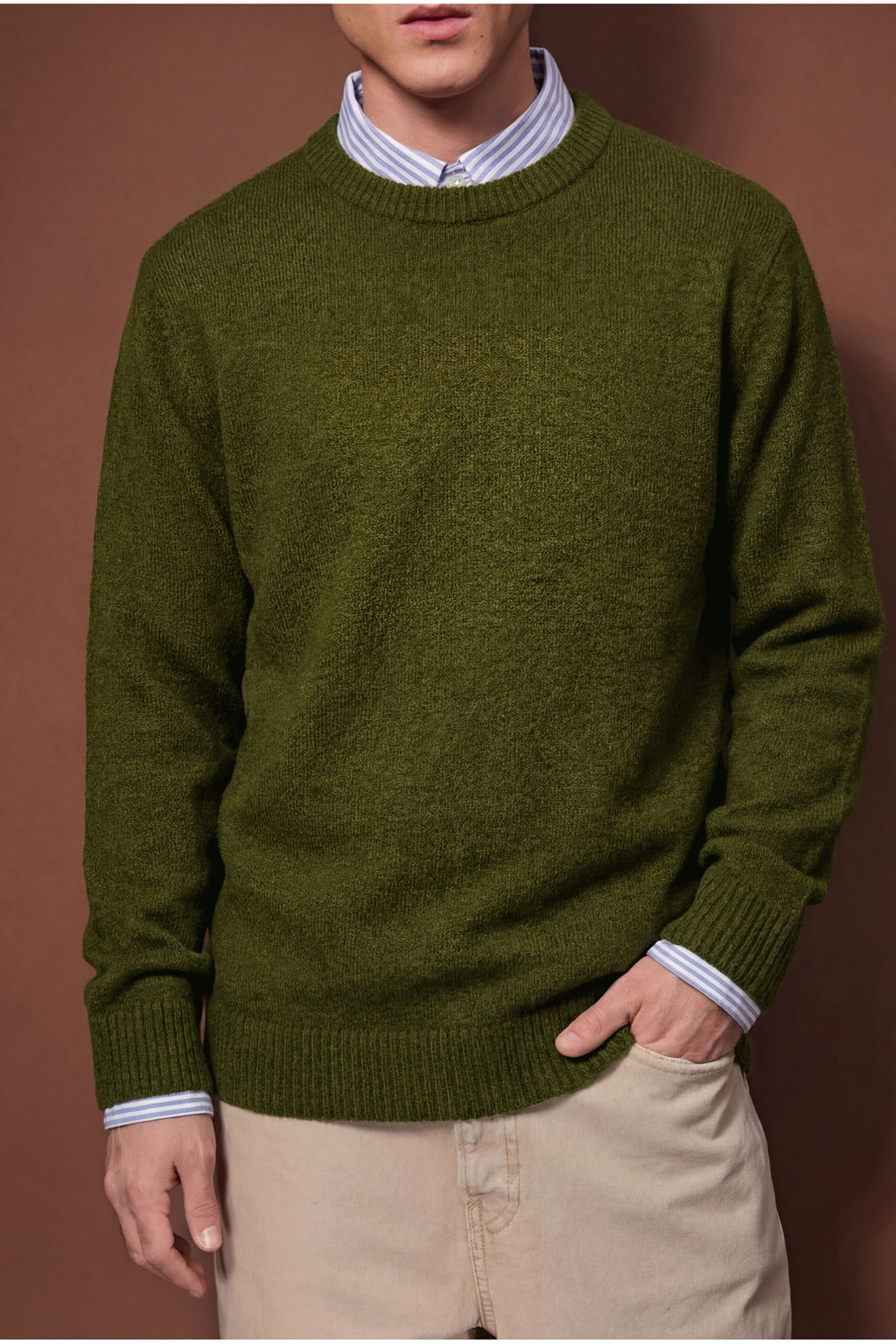 Haki Relaxed Bisiklet Yaka Kazak TMNAW26KZ00012