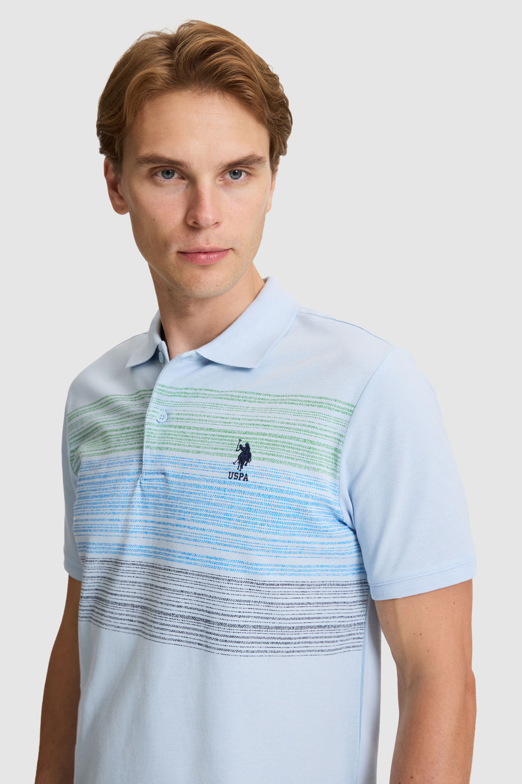Erkek A__k Mavi Regular Fit Polo Yaka Ti__rt - U.s. polo assn фото 2