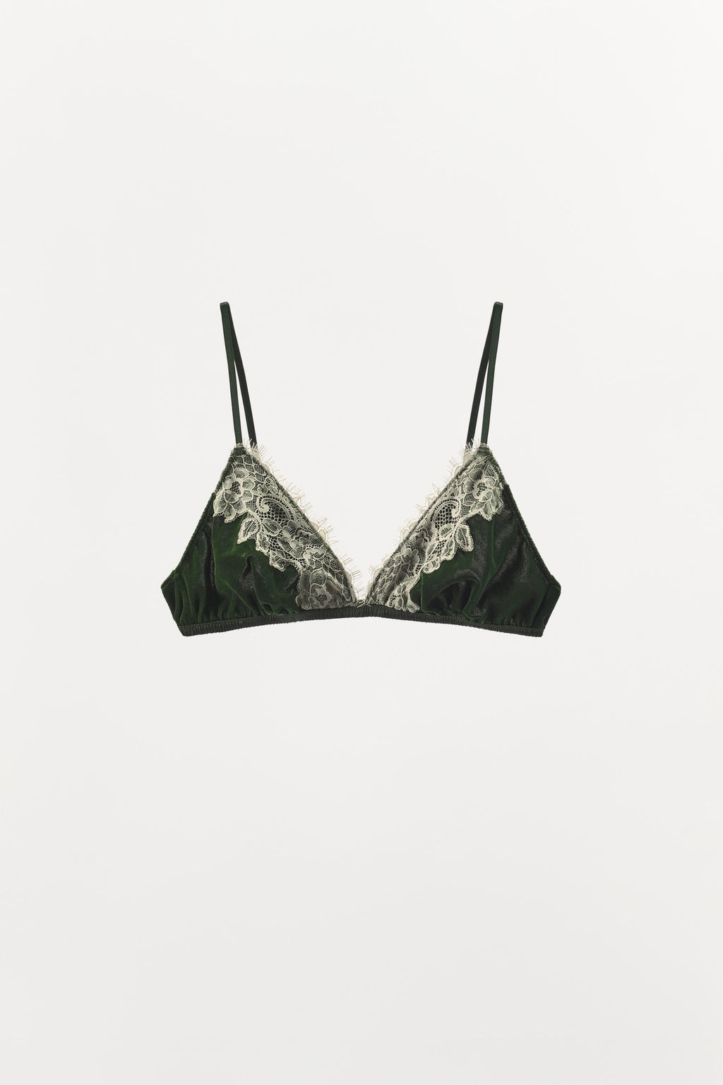 VELVET LACE TRIANGLE BRALETTE - Zara фото 3
