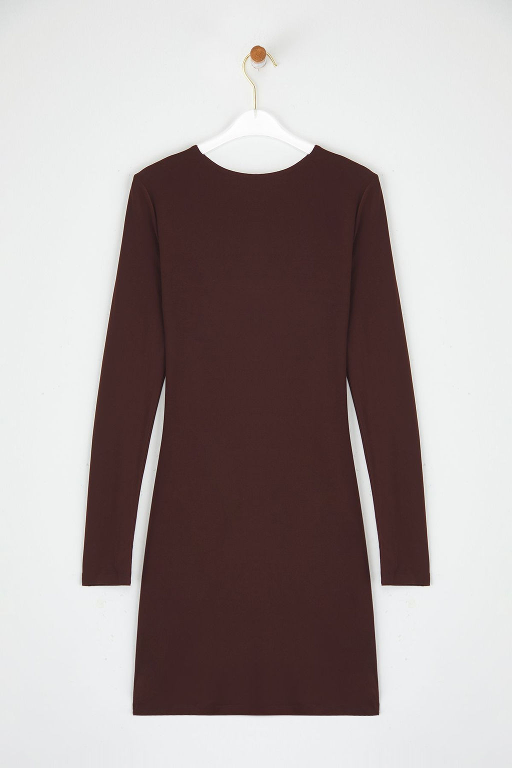 TRENDYOLMILLA Kahverengi Vucuda Oturan Orme K?sa S?k Elbise TPRSS25EL00159  фото 7