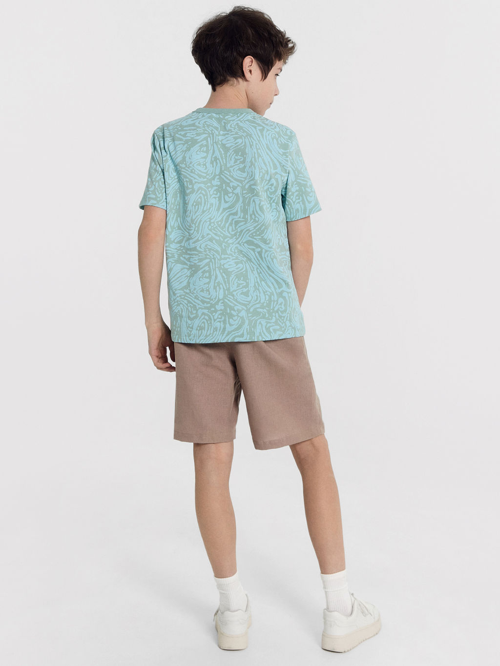 Шорты для мальчиков бежевые из хлопка и льна - Mark formelle фото 6