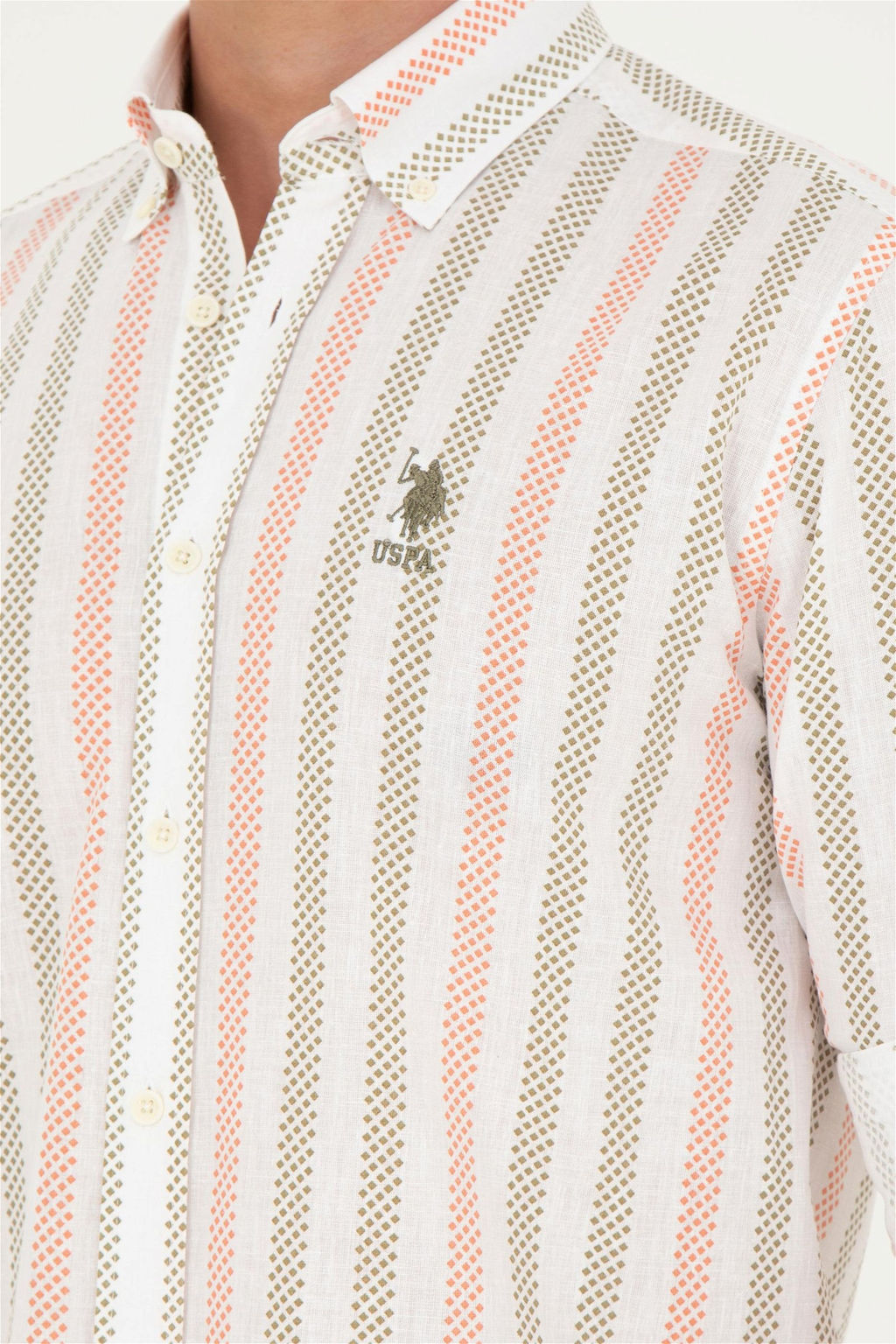 Мужская рубашка цвета хаки с длинным рукавом - U.s. polo assn фото 7